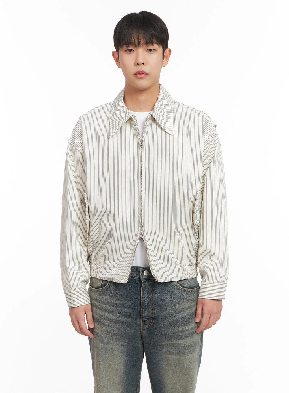 Men's Cotton Striped Zip-Up Jacket IM517 - Image 13