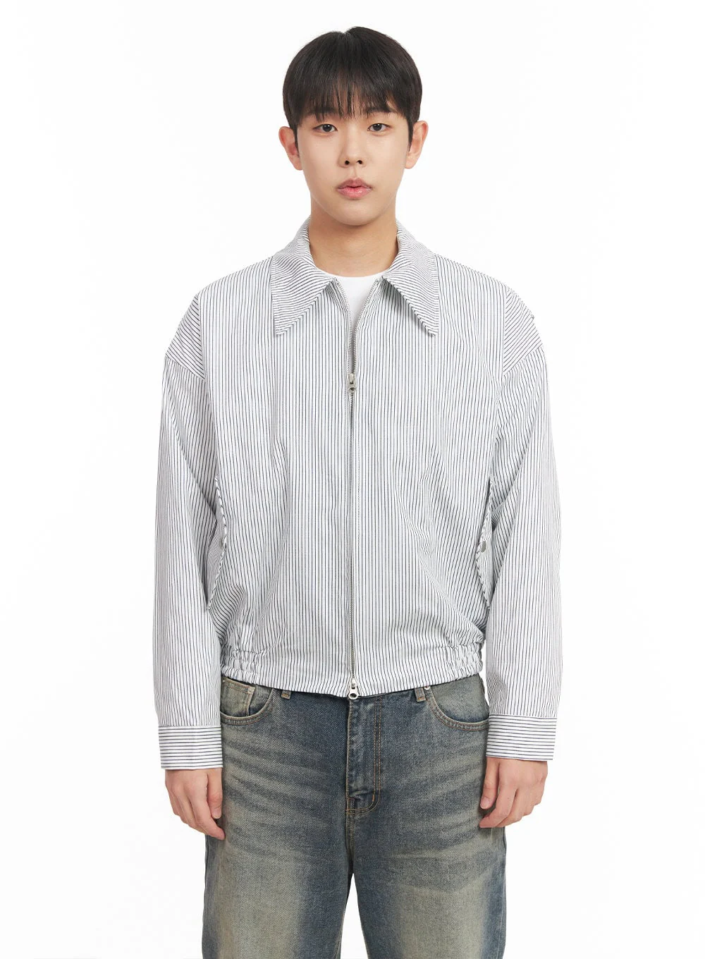 Men's Cotton Striped Zip-Up Jacket IM517 - Image 14