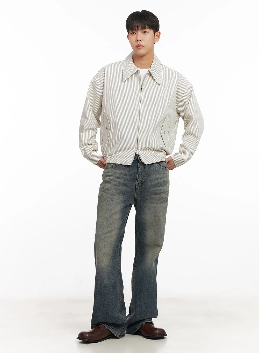 Men's Cotton Striped Zip-Up Jacket IM517 - Image 2