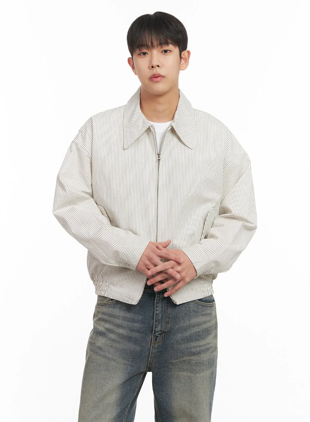 Men's Cotton Striped Zip-Up Jacket IM517 - Image 3