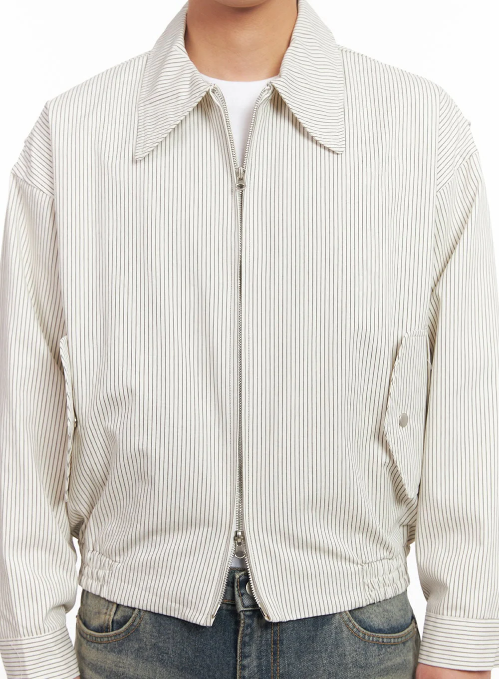 Men's Cotton Striped Zip-Up Jacket IM517 - Image 4
