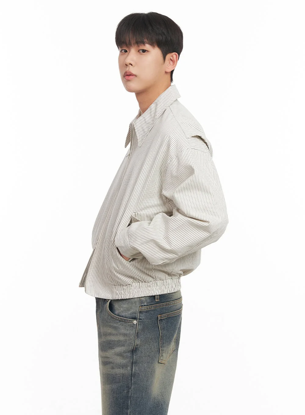 Men's Cotton Striped Zip-Up Jacket IM517 - Image 5