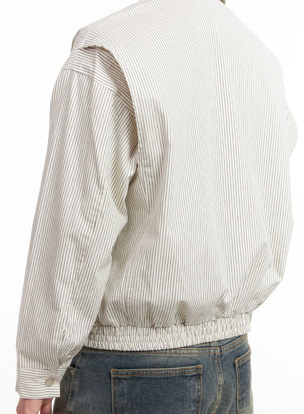 Men's Cotton Striped Zip-Up Jacket IM517 - Image 7