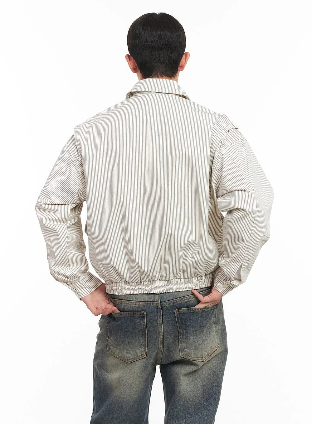 Men's Cotton Striped Zip-Up Jacket IM517 - Image 8