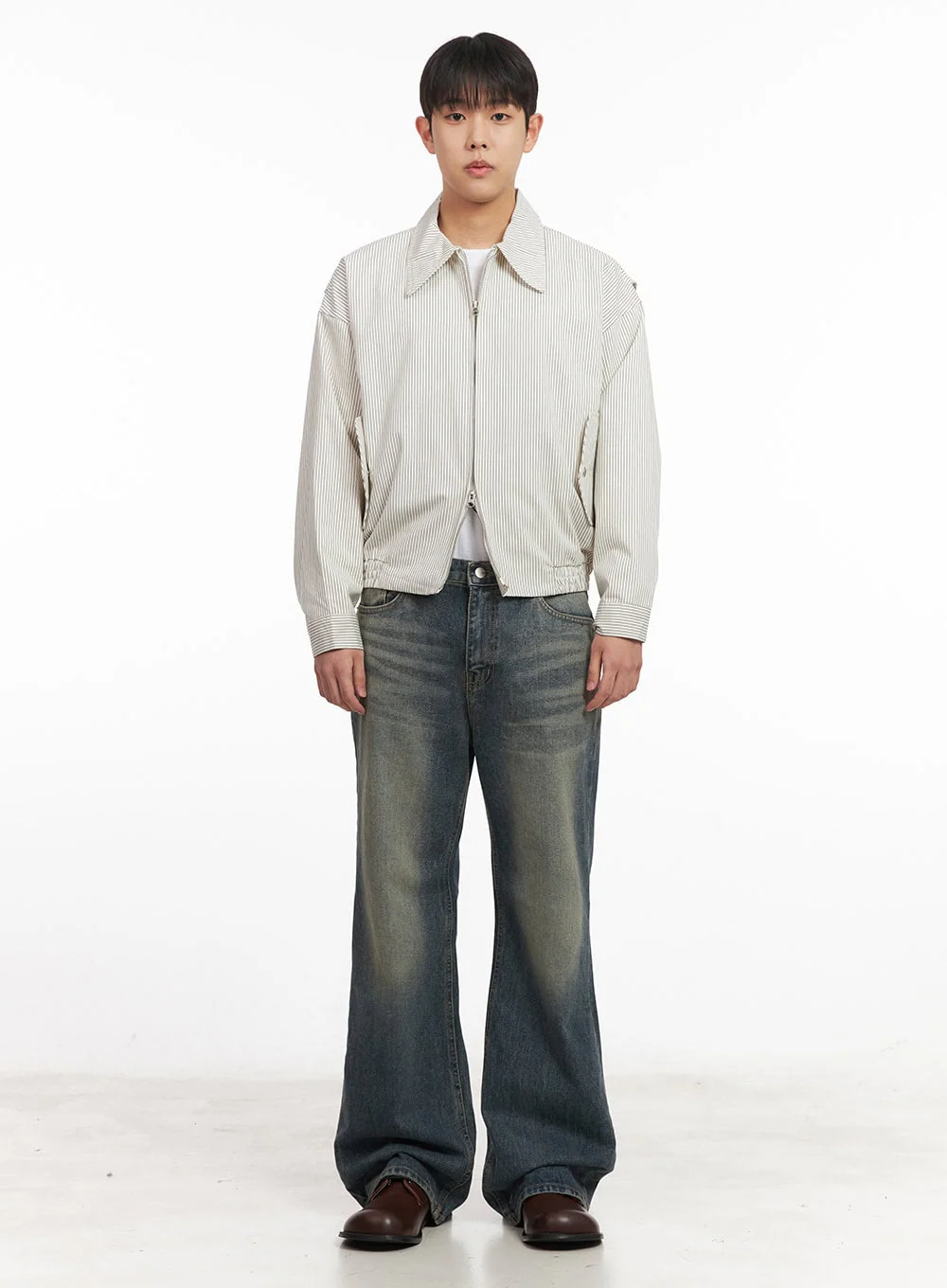Men's Cotton Striped Zip-Up Jacket IM517 - Image 9