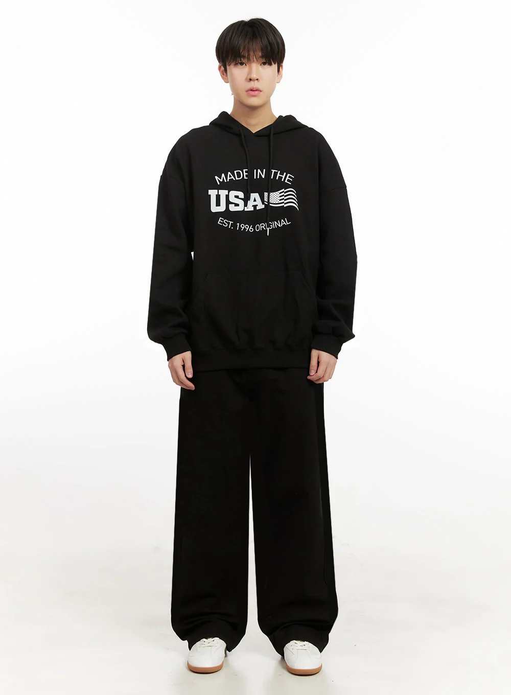 Men's Cotton Wide-Fit Trousers (Black) IJ517 - Image 8