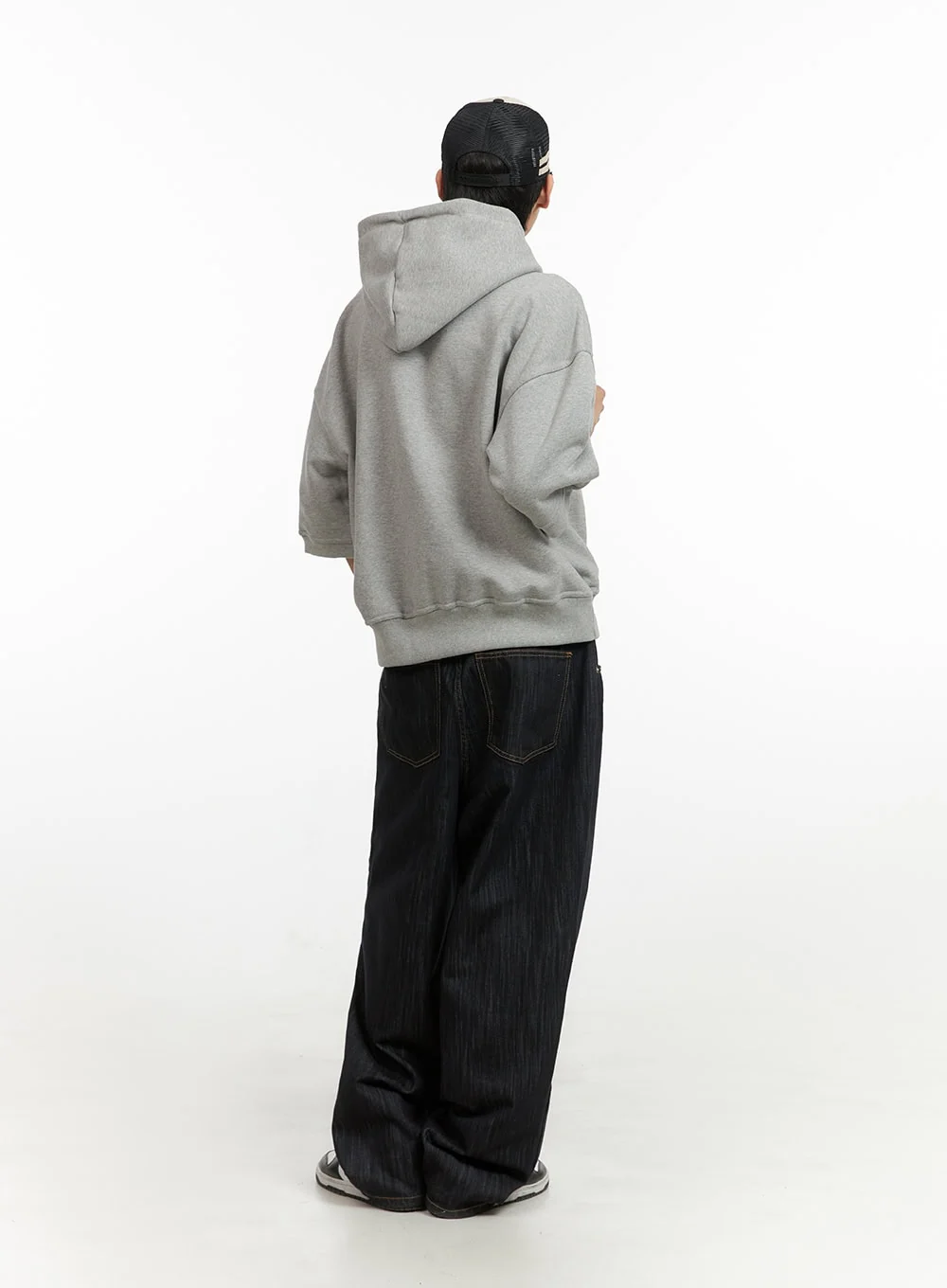 Men's Cozy Boxy Fit Hooded Sweatshirt (Gray) IU405 - Image 7