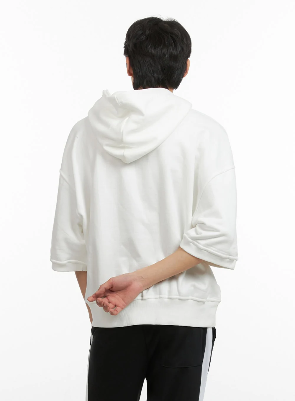 Men's Cozy Boxy Fit Hooded Sweatshirt (White) IU405 - Image 5