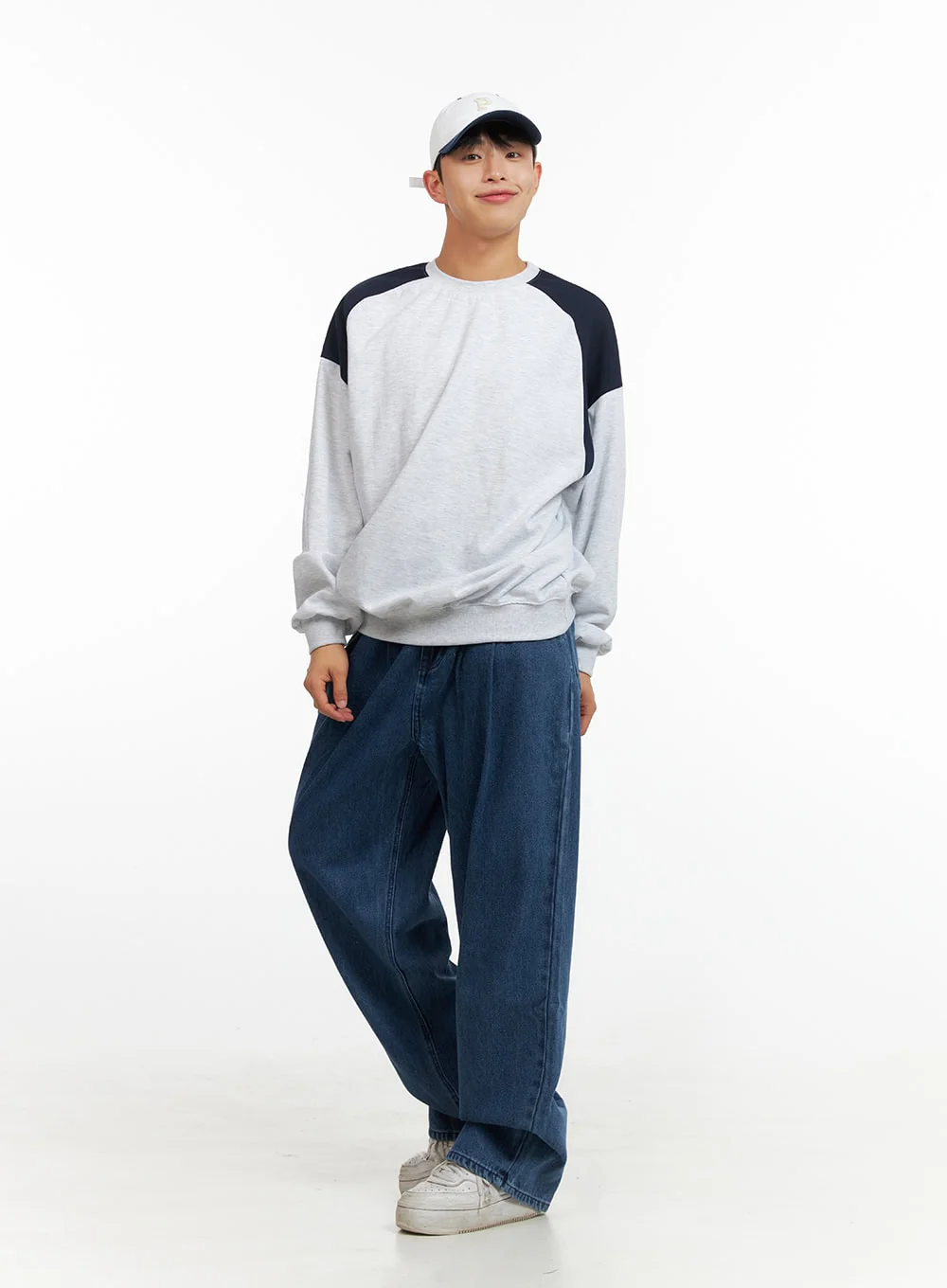 Men's Cozy Contrasting Crewneck Sweatshirt (White) IU414 - Image 7