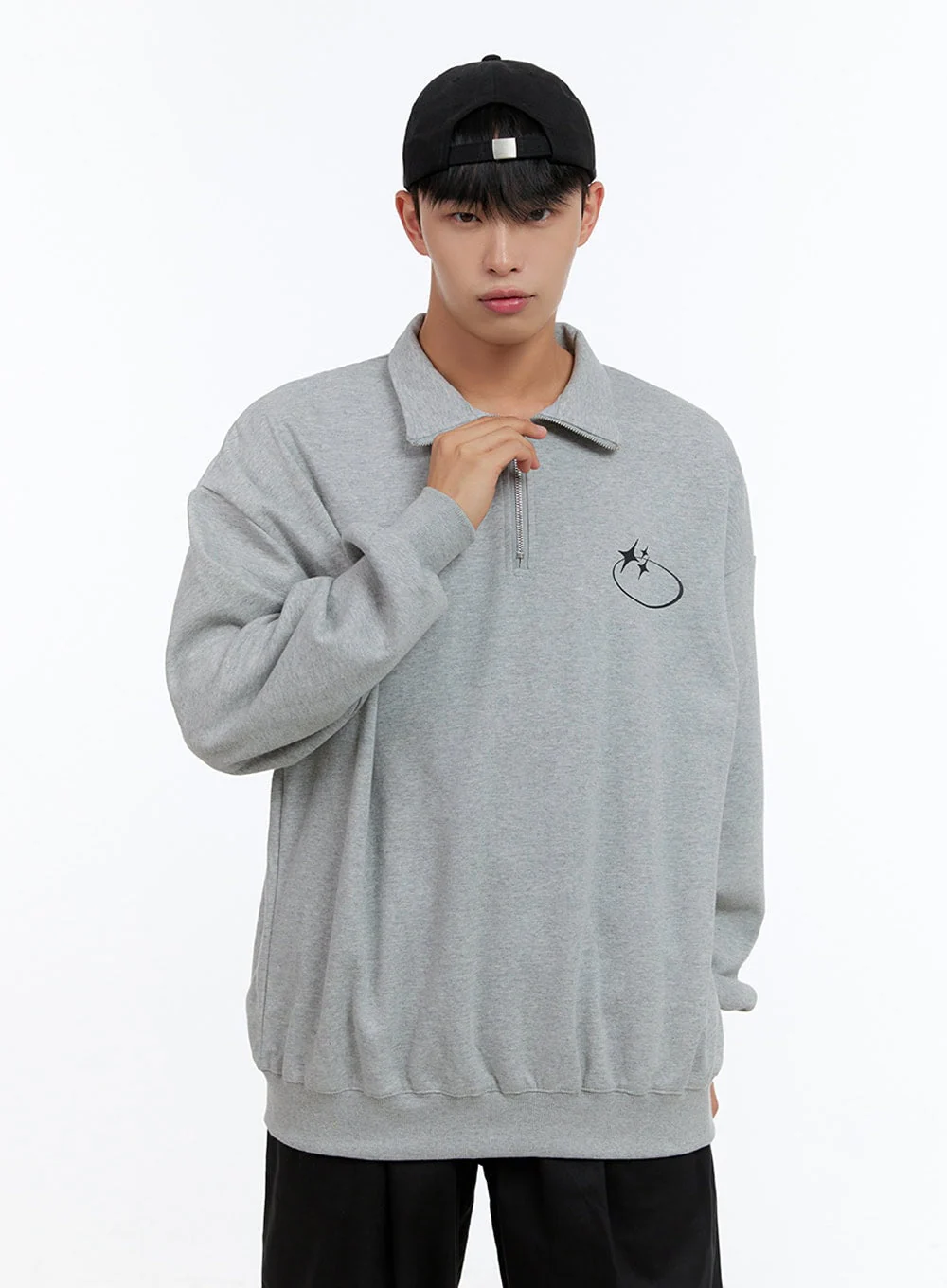 Men's Cozy Half Zip Sweatshirt (Gray) IS412