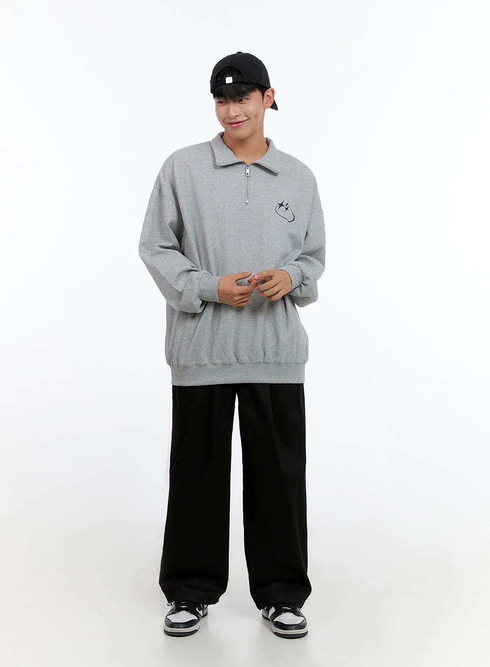 Men's Cozy Half Zip Sweatshirt (Gray) IS412 - Image 2