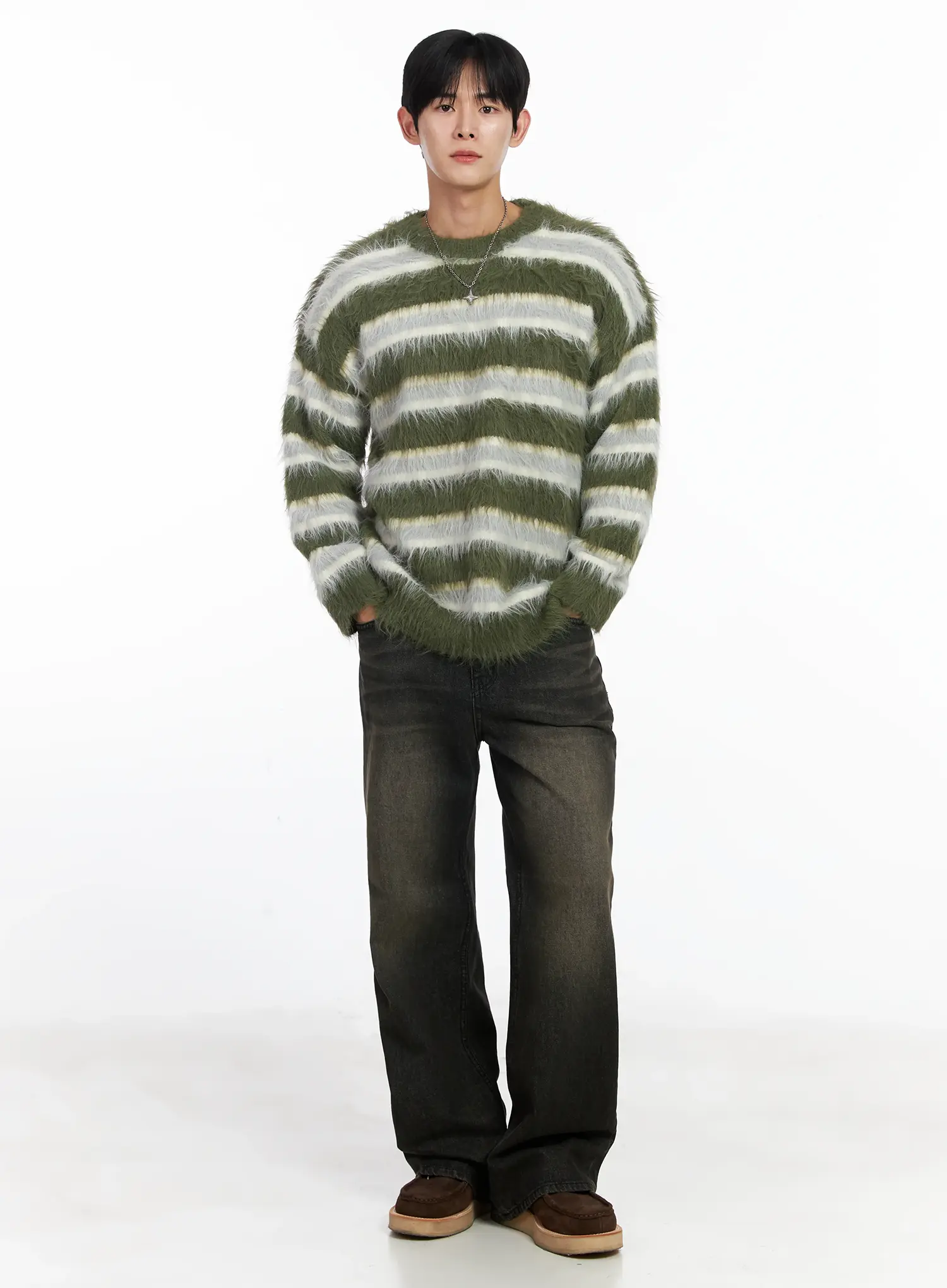 Men's Cozy Striped Sweater IJ521 - Image 3