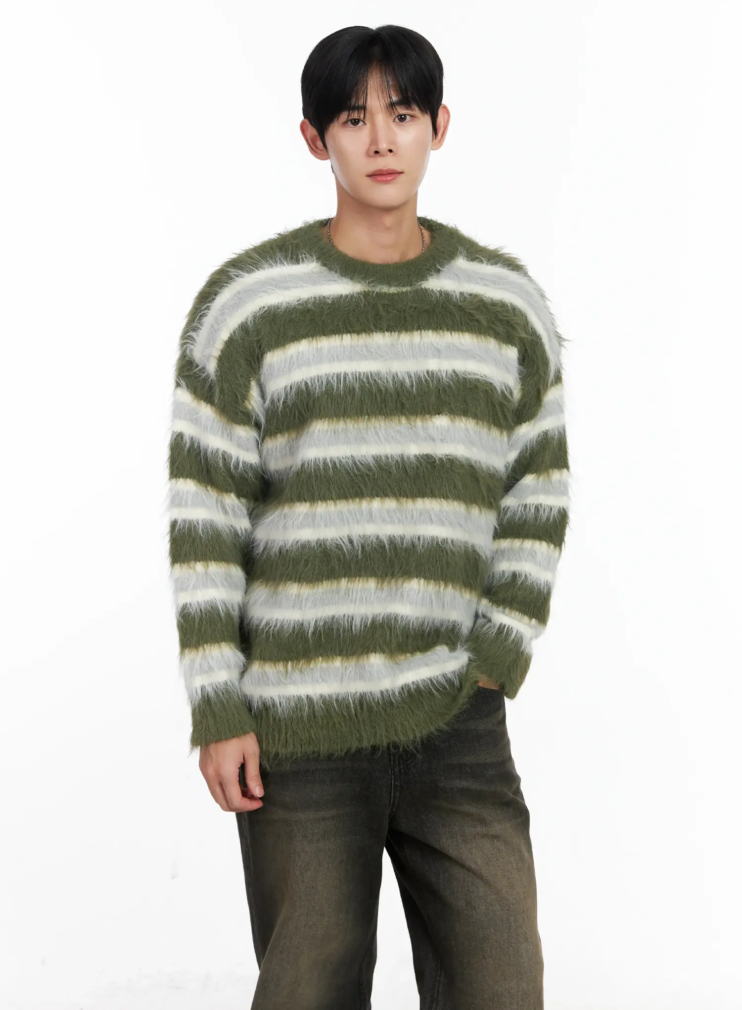 Men's Cozy Striped Sweater IJ521 - Image 7