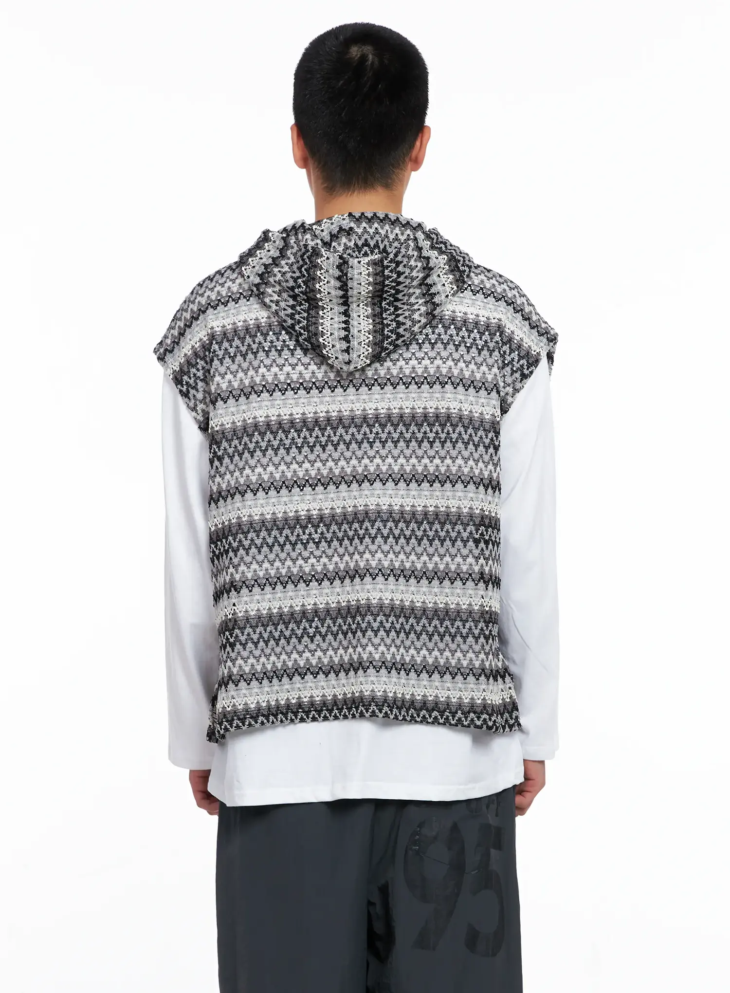 Men's Crochet Hoodie Vest IG529 - Image 6