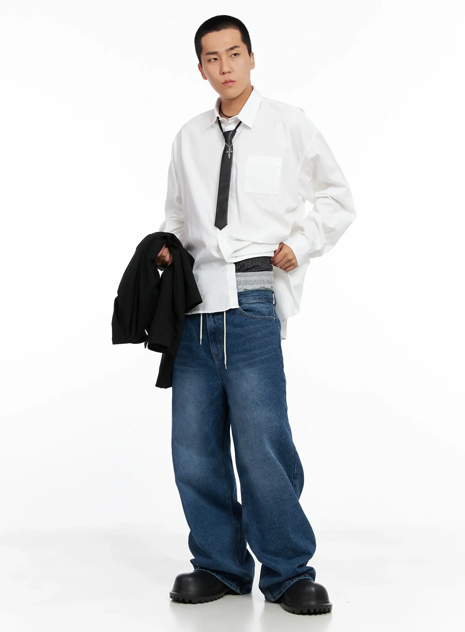 Men's Cropped Button-Up Jacket IS502 - Image 12