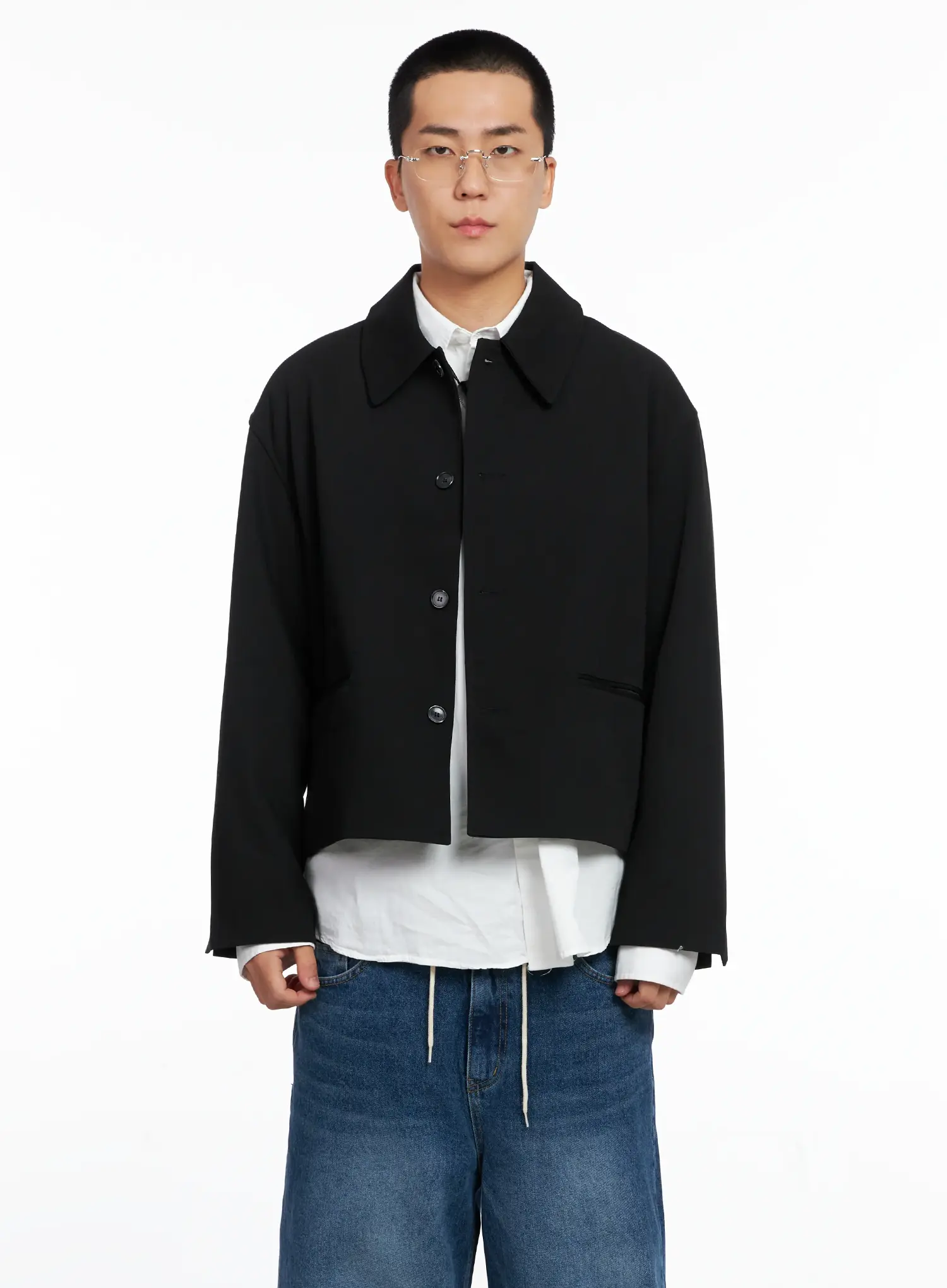 Men's Cropped Button-Up Jacket IS502 - Image 16