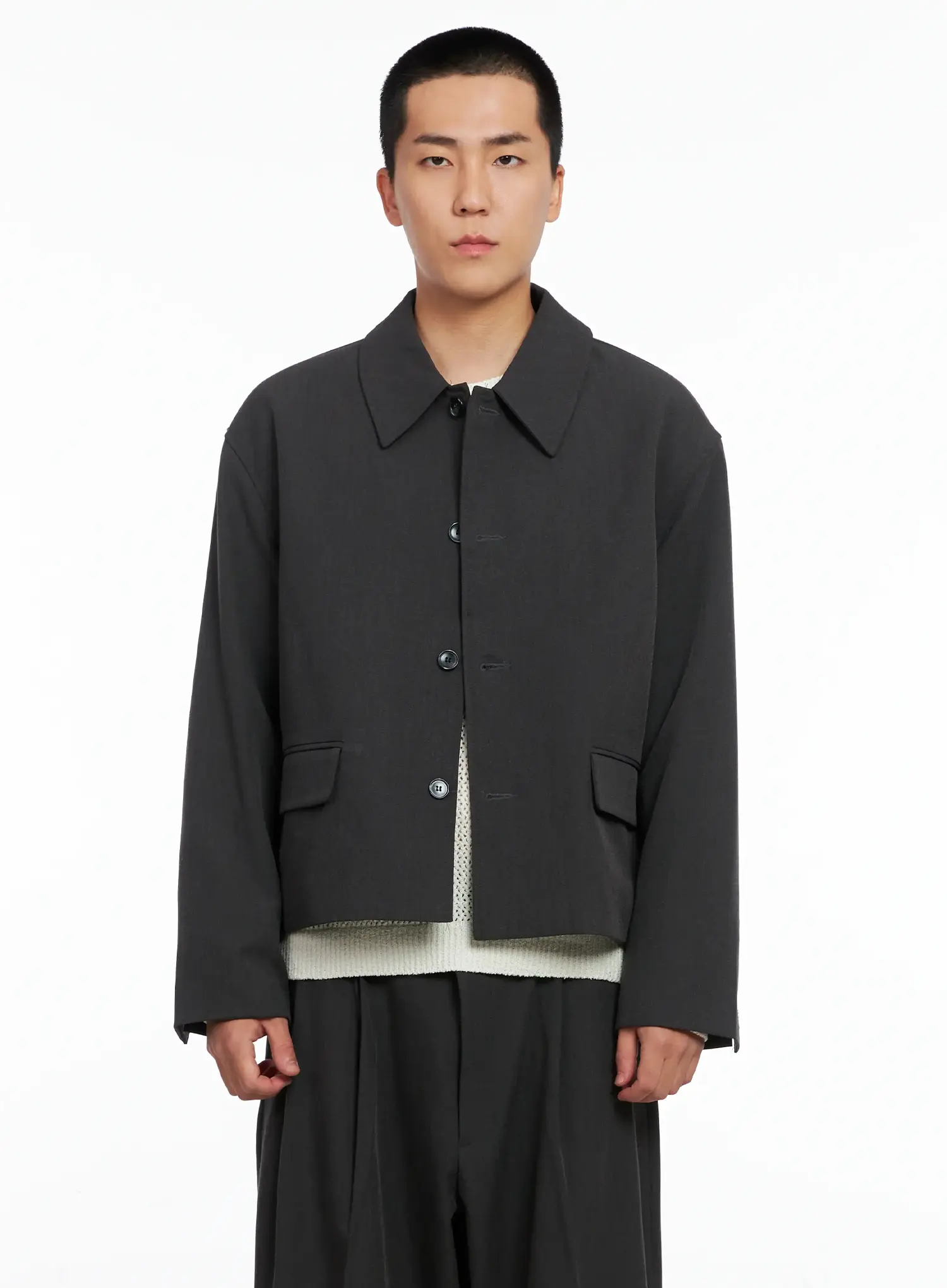 Men's Cropped Button-Up Jacket IS502 - Image 20