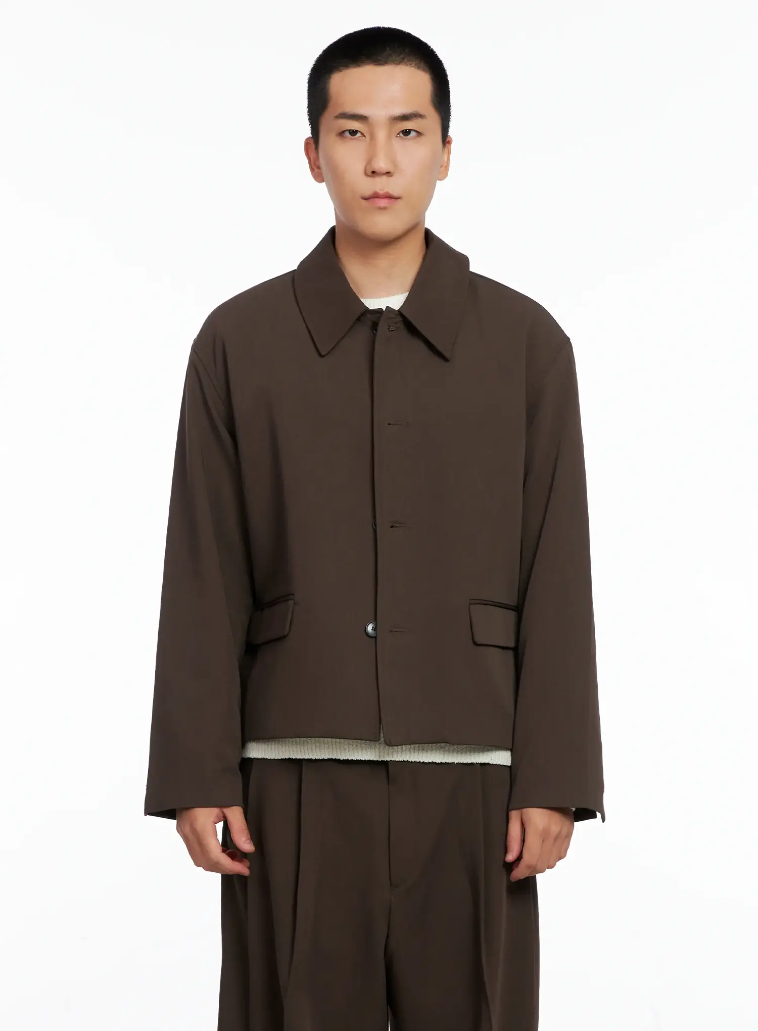 Men's Cropped Button-Up Jacket IS502 - Image 21