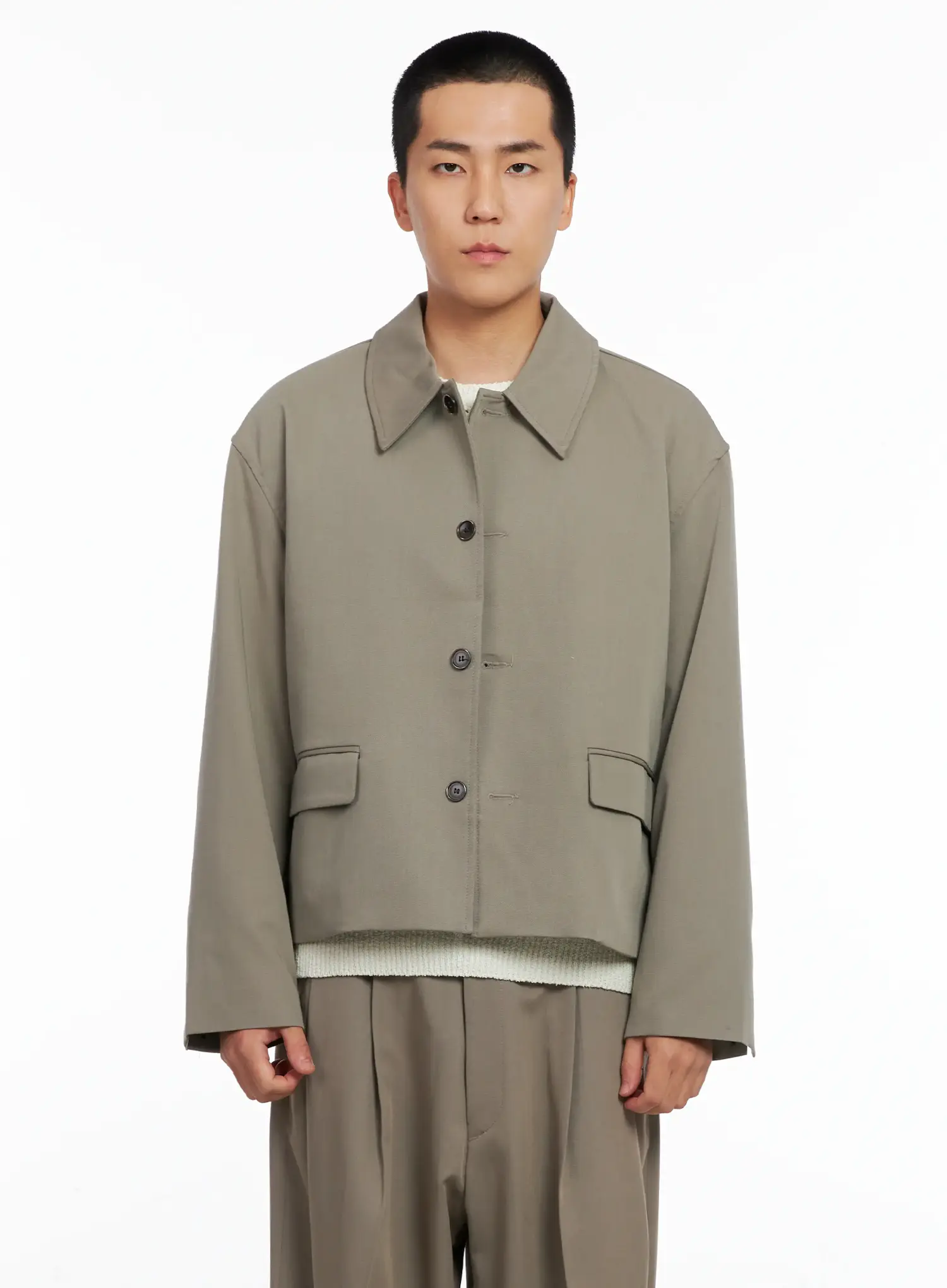 Men's Cropped Button-Up Jacket IS502 - Image 22