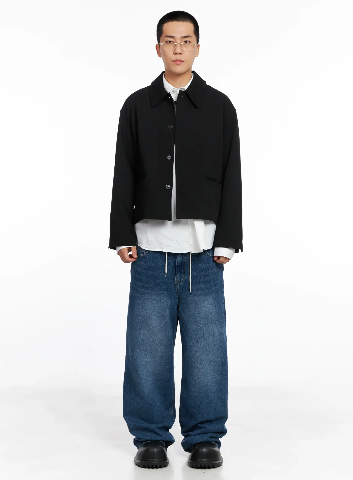 Men's Cropped Button-Up Jacket IS502 - Image 3