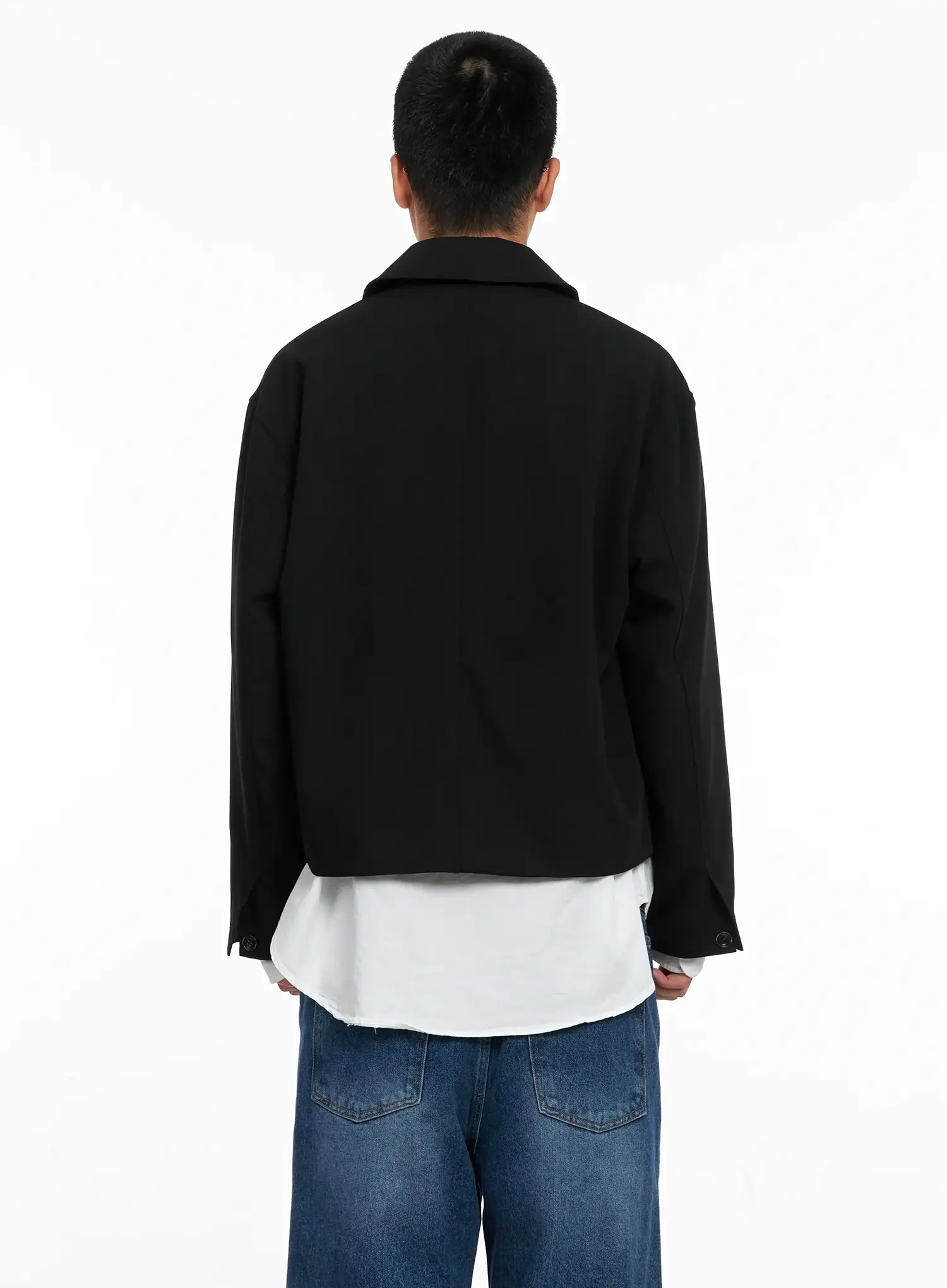 Men's Cropped Button-Up Jacket IS502 - Image 6