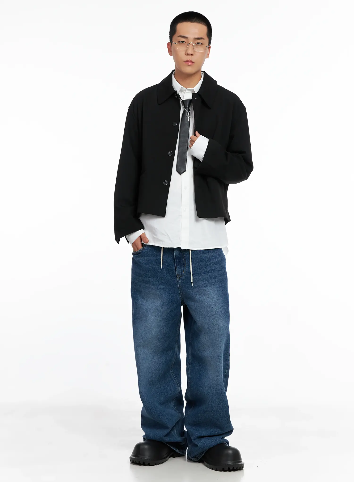 Men's Cropped Button-Up Jacket IS502 - Image 7