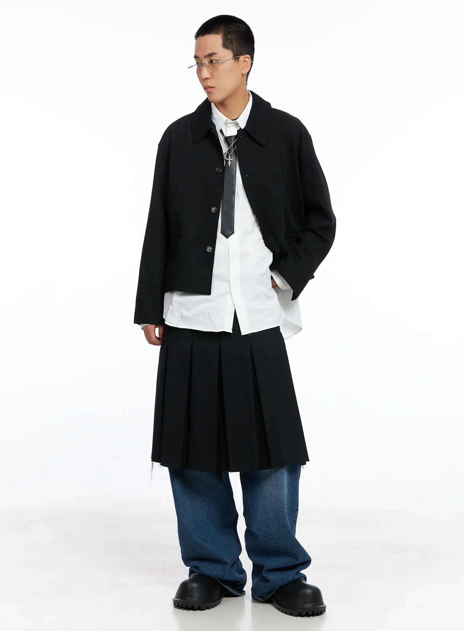 Men's Cropped Button-Up Jacket IS502 - Image 9