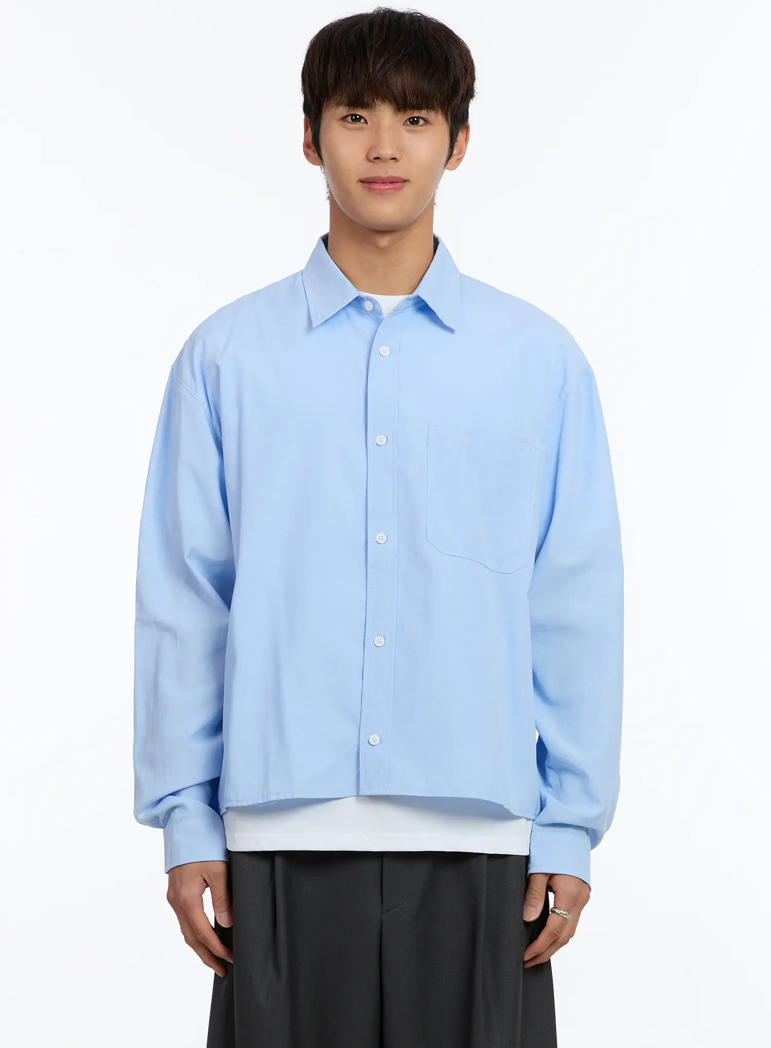 Men's Cropped Oxford Shirt IM530 - Image 11