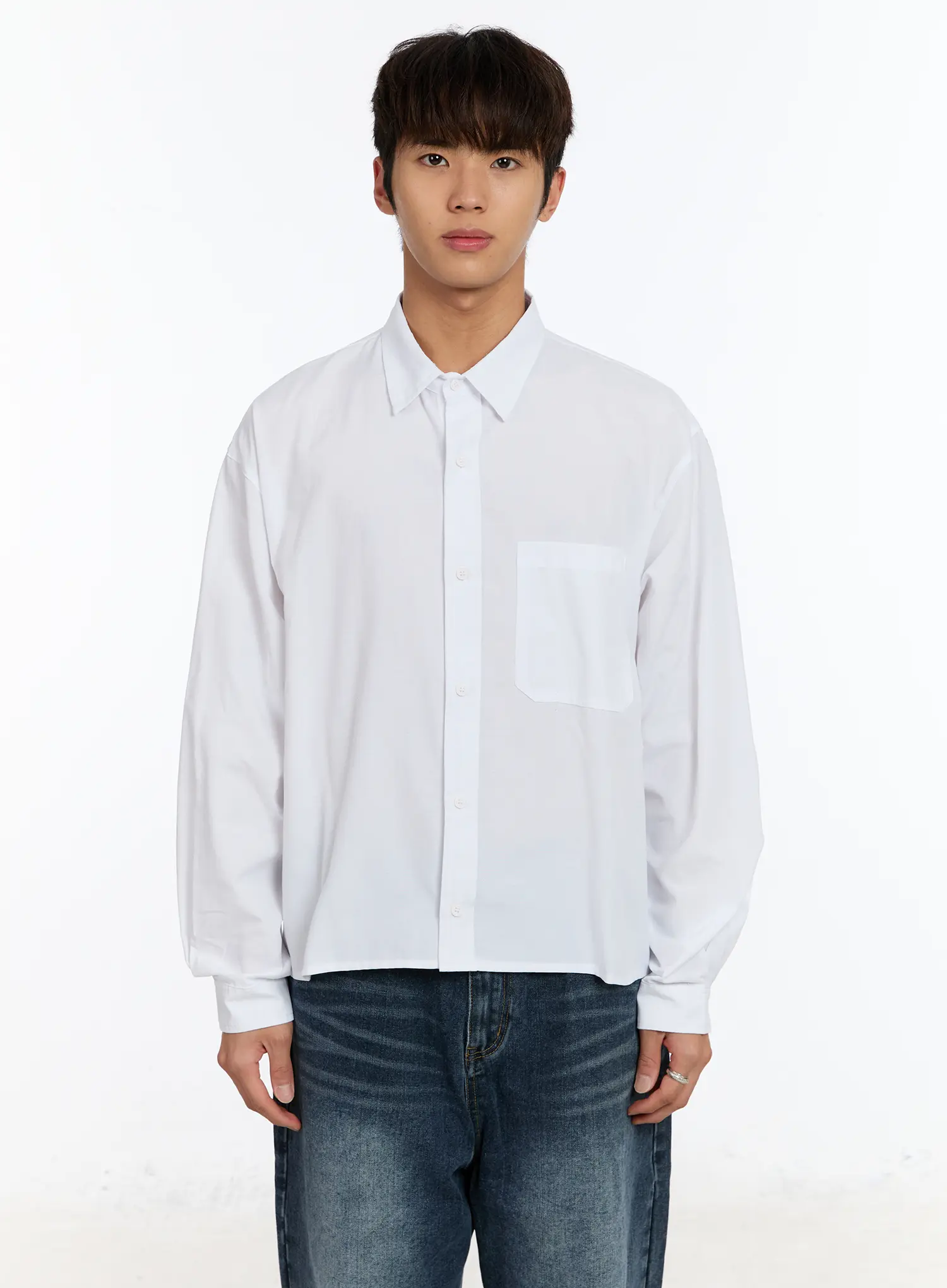 Men's Cropped Oxford Shirt IM530 - Image 12