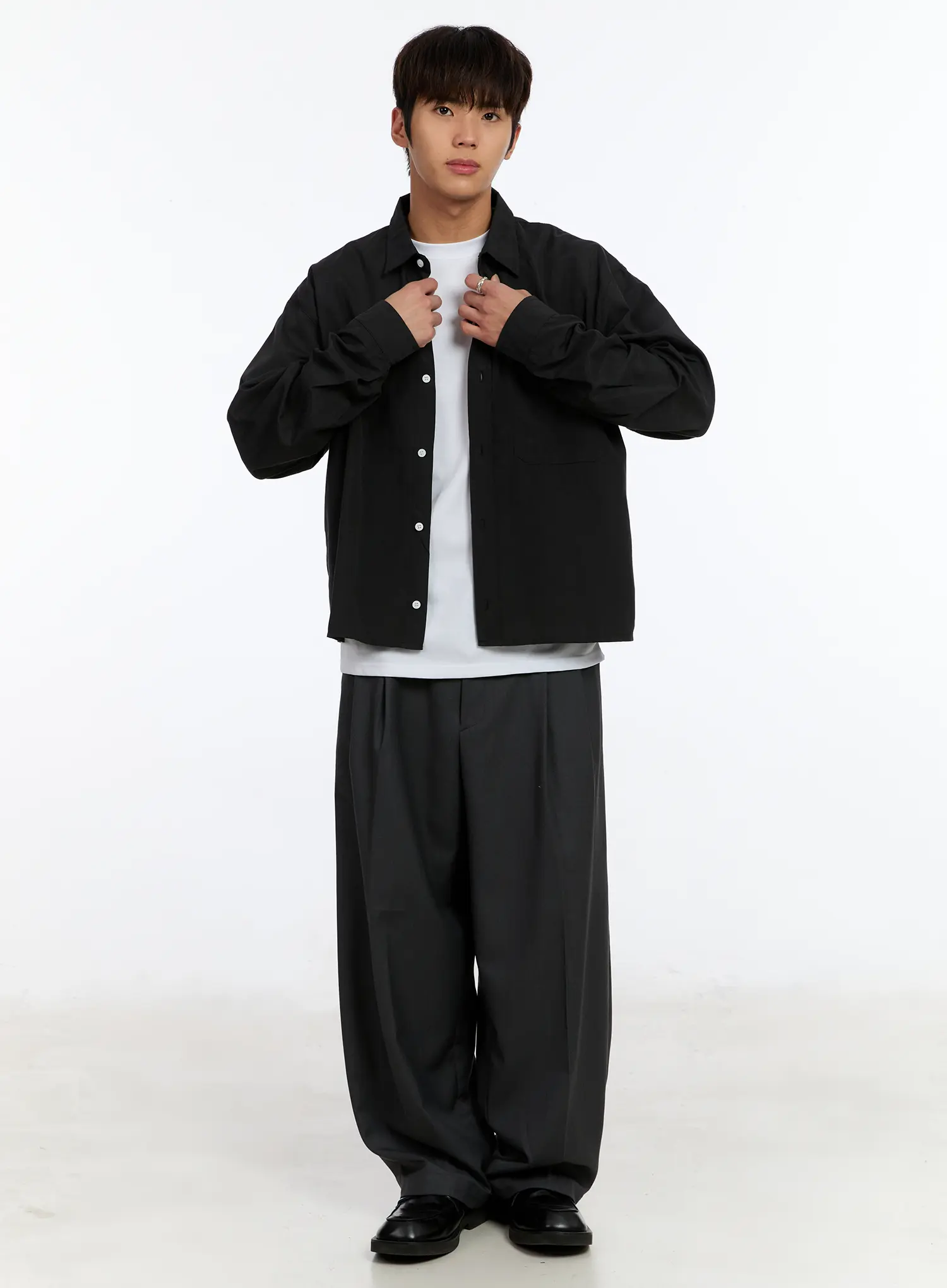 Men's Cropped Oxford Shirt IM530 - Image 2