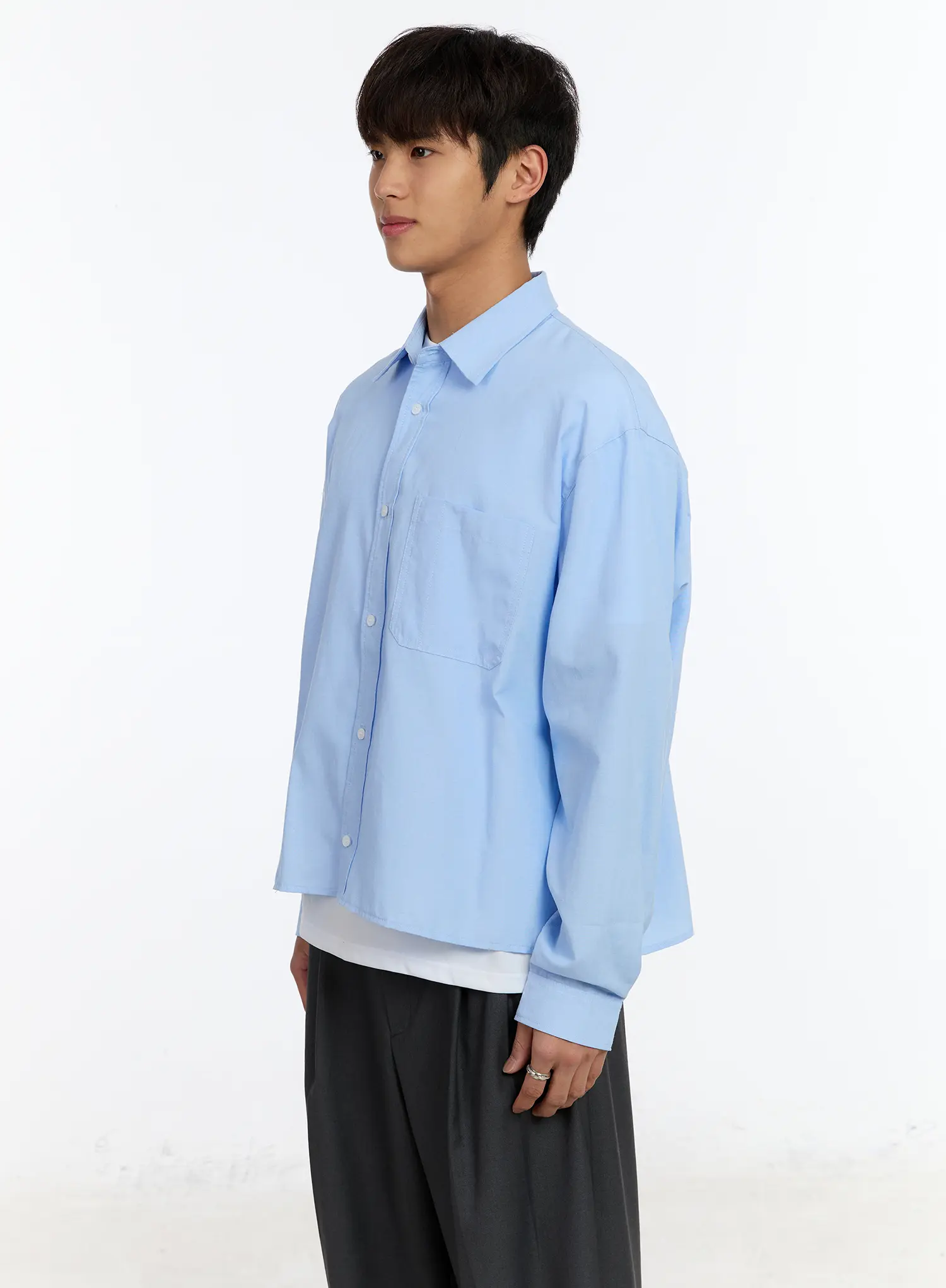 Men's Cropped Oxford Shirt IM530 - Image 4