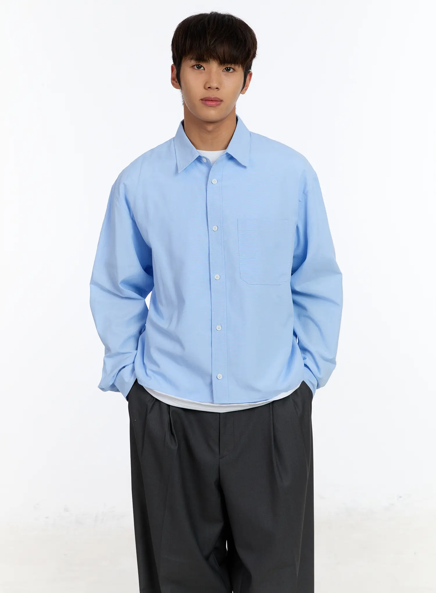 Men's Cropped Oxford Shirt IM530 - Image 6