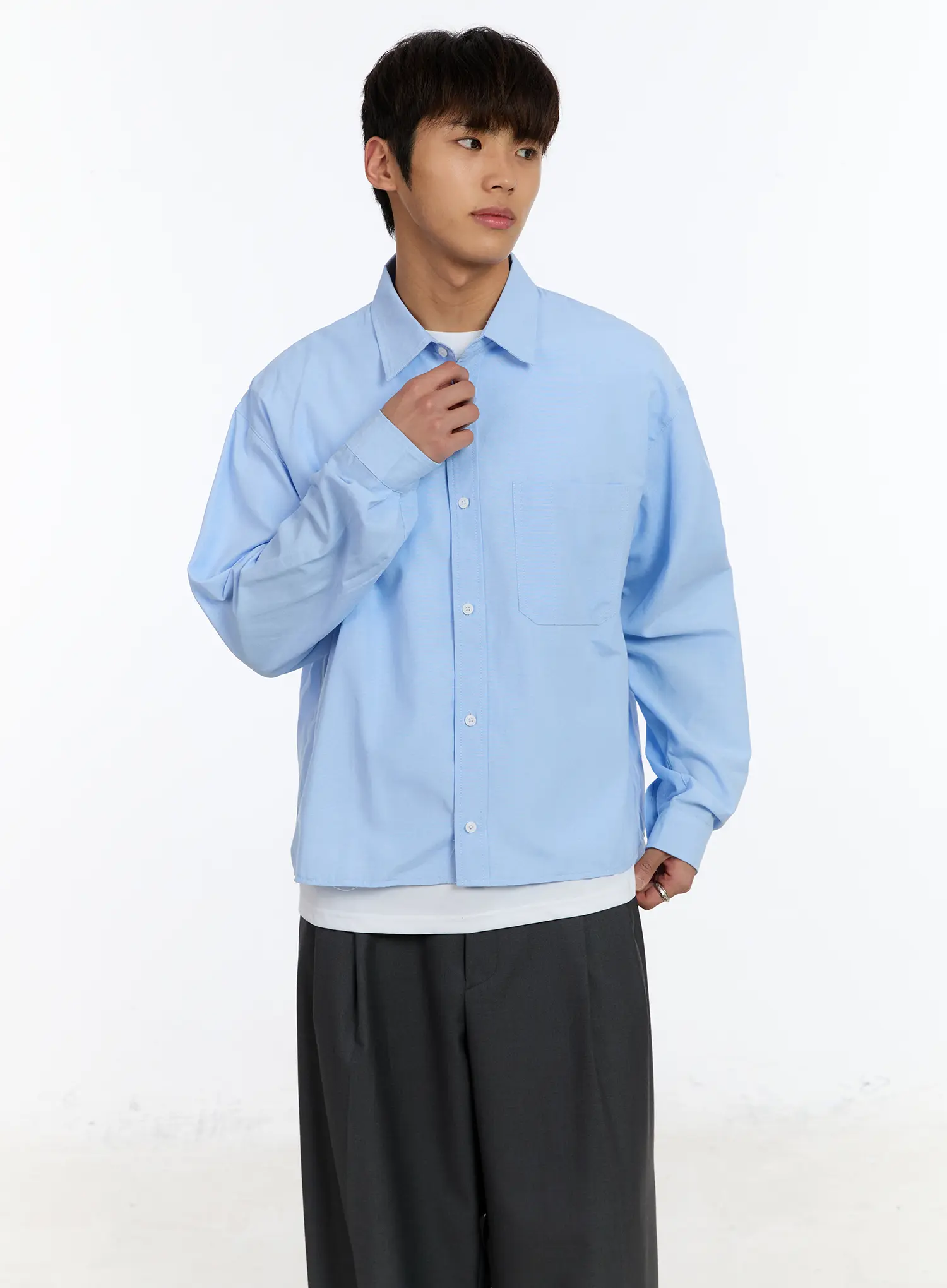 Men's Cropped Oxford Shirt IM530 - Image 7
