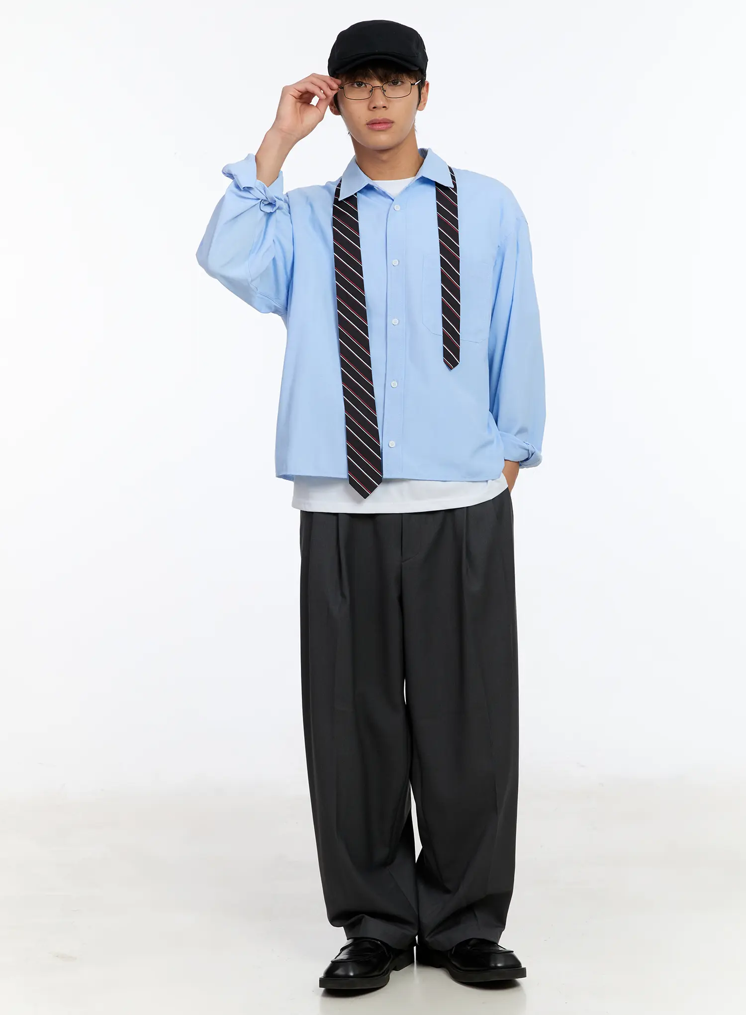 Men's Cropped Oxford Shirt IM530 - Image 8