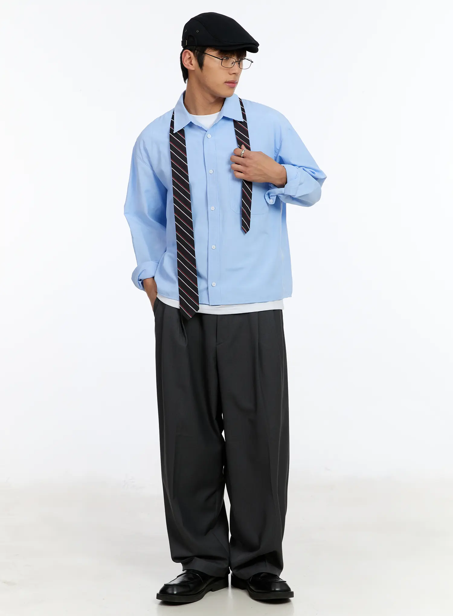 Men's Cropped Oxford Shirt IM530 - Image 9