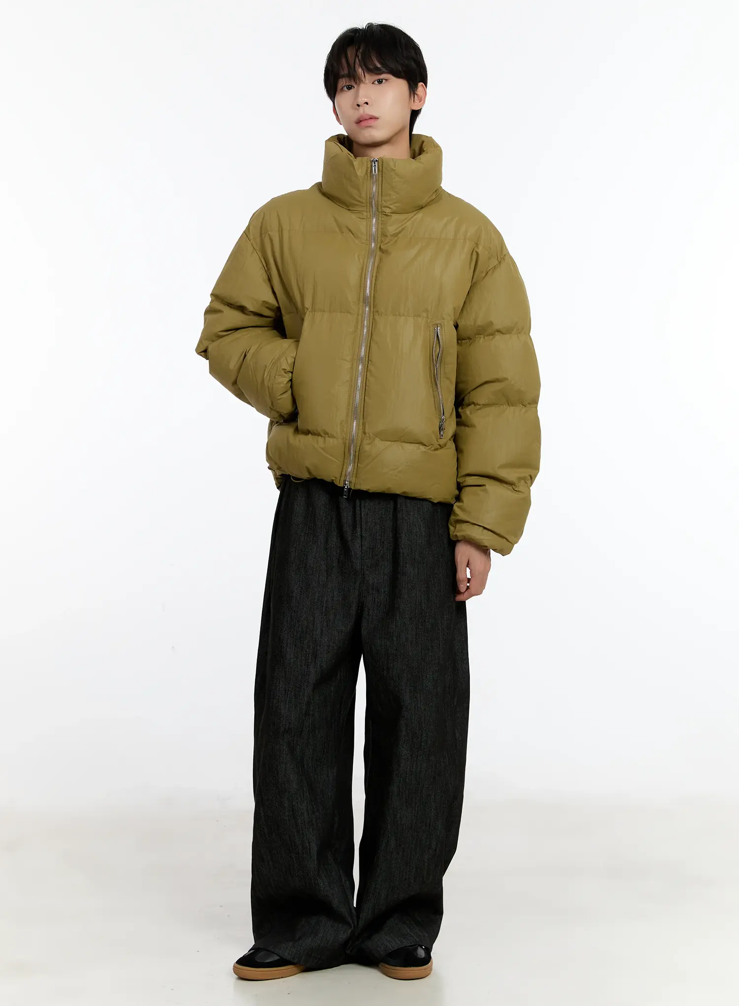 Men's Cropped Puffer Jacket (Dark Yellow) ID502 - Image 2