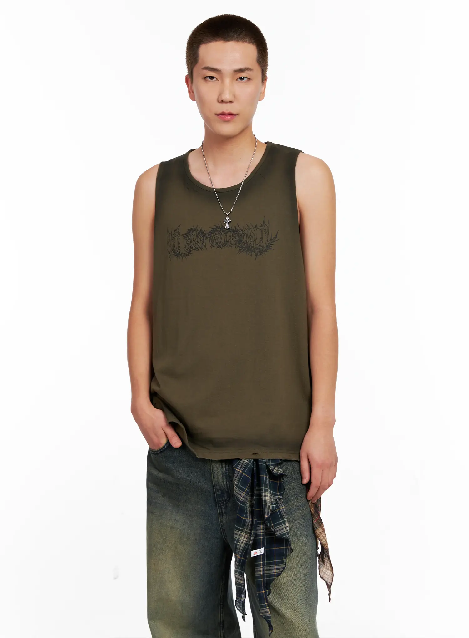Men's Cross Pendant Chain Necklace IG508 - Image 4