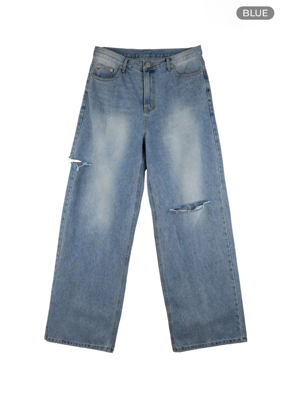 Men's Cut Out Baggy Jeans IU419 - Image 10