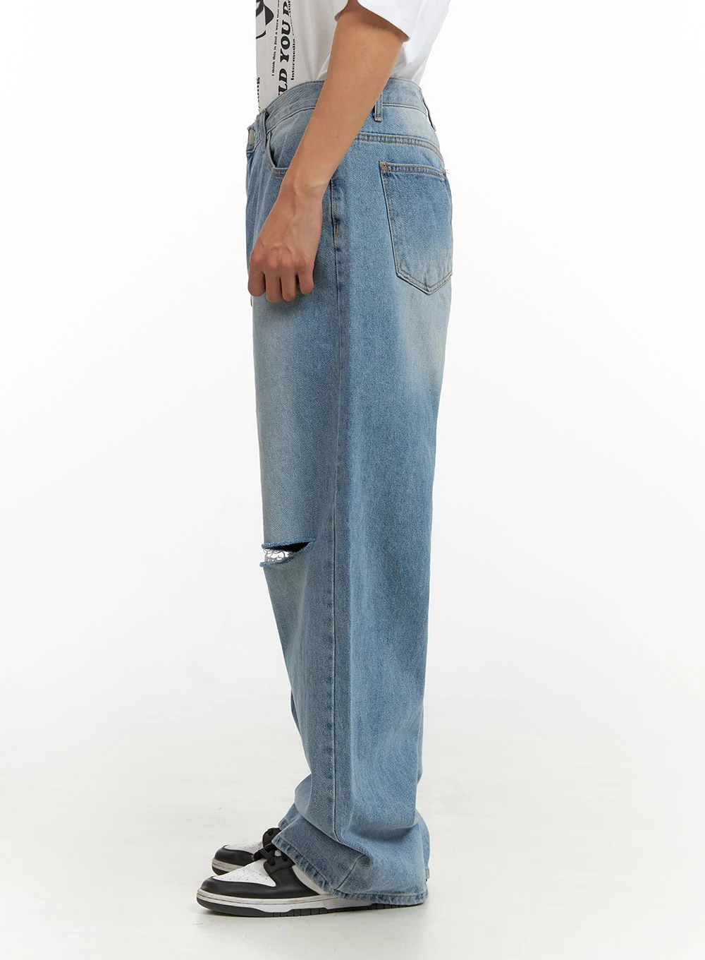 Men's Cut Out Baggy Jeans IU419 - Image 5
