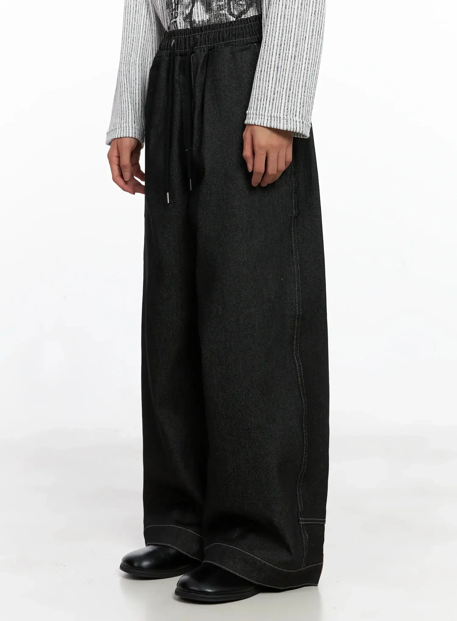 Men's Dark Denim Wide Pants IO516 - Image 10