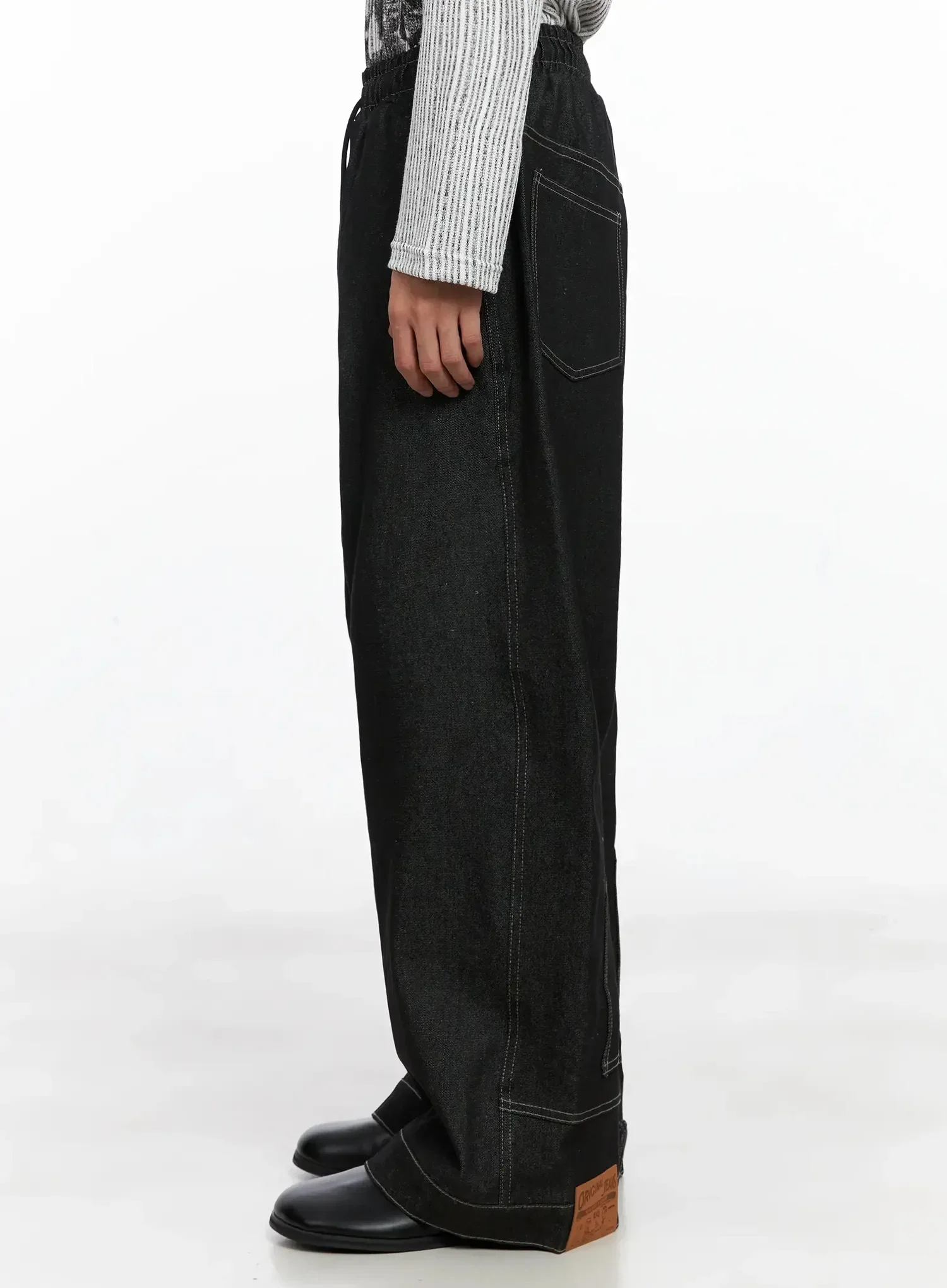 Men's Dark Denim Wide Pants IO516 - Image 11