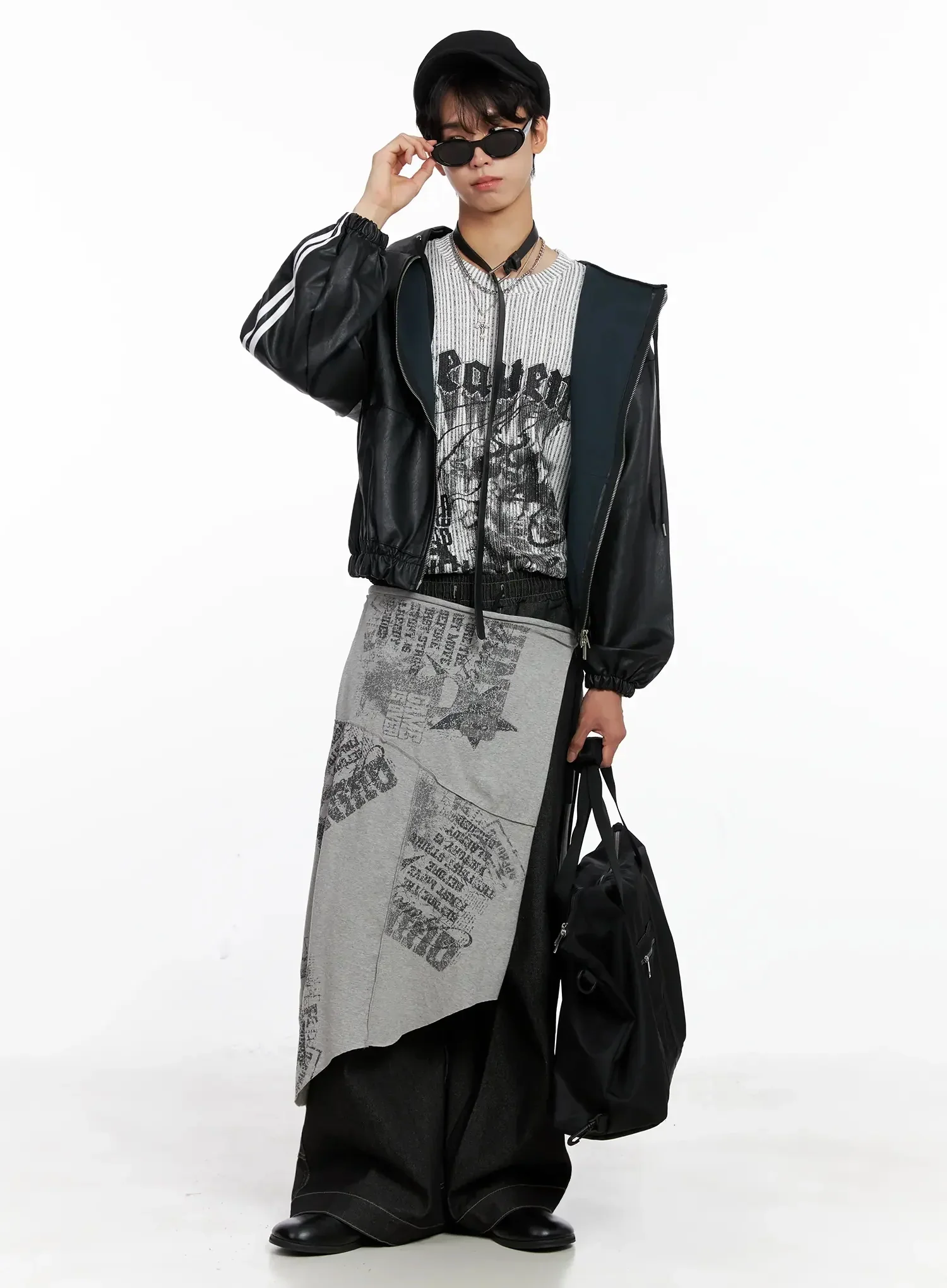Men's Dark Denim Wide Pants IO516 - Image 16