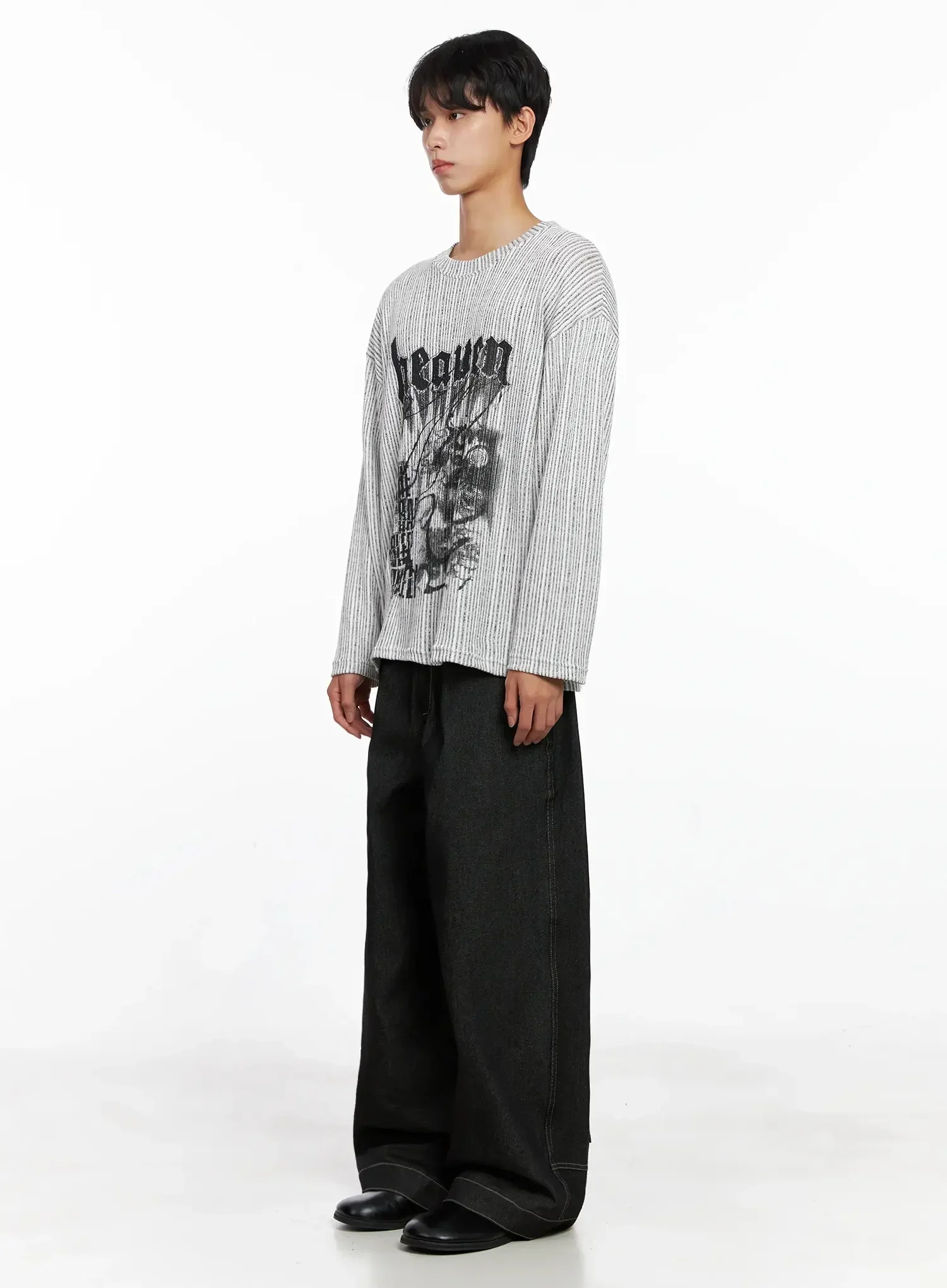 Men's Dark Denim Wide Pants IO516 - Image 5