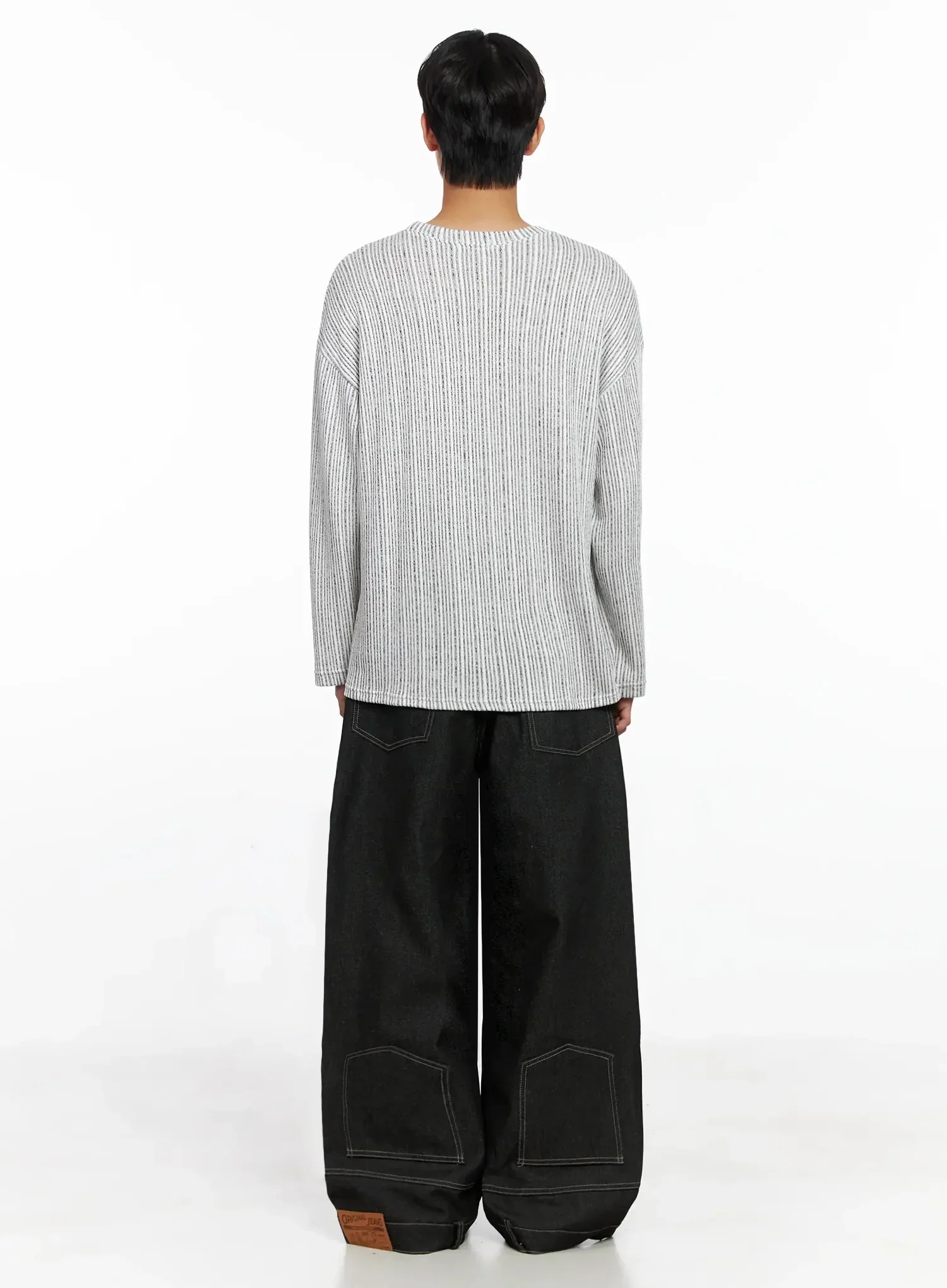 Men's Dark Denim Wide Pants IO516 - Image 7