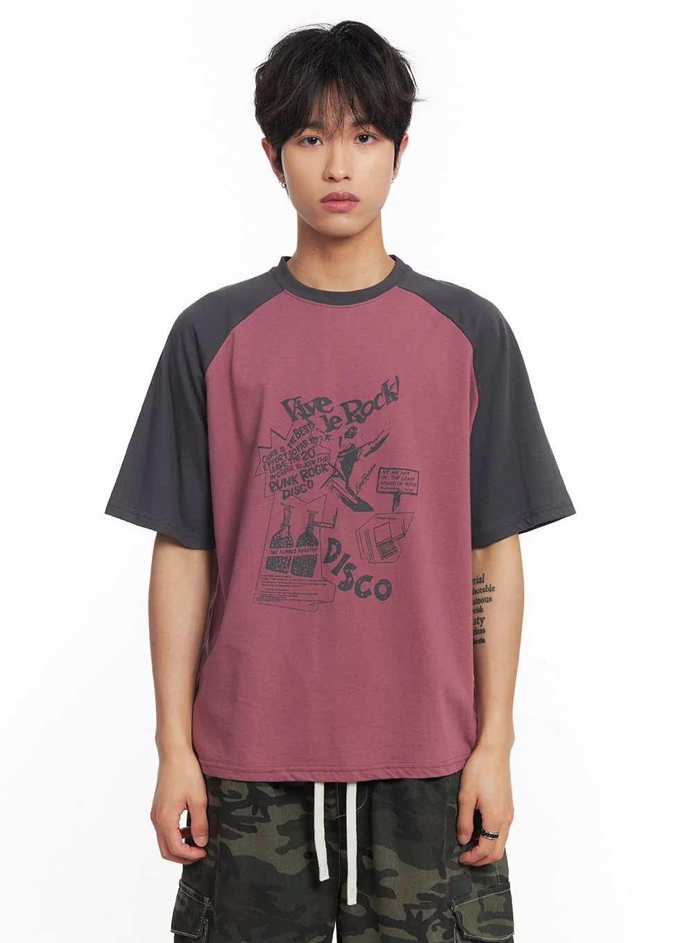 Men's Disco Graphic Raglan T-Shirt IY508 - Image 15