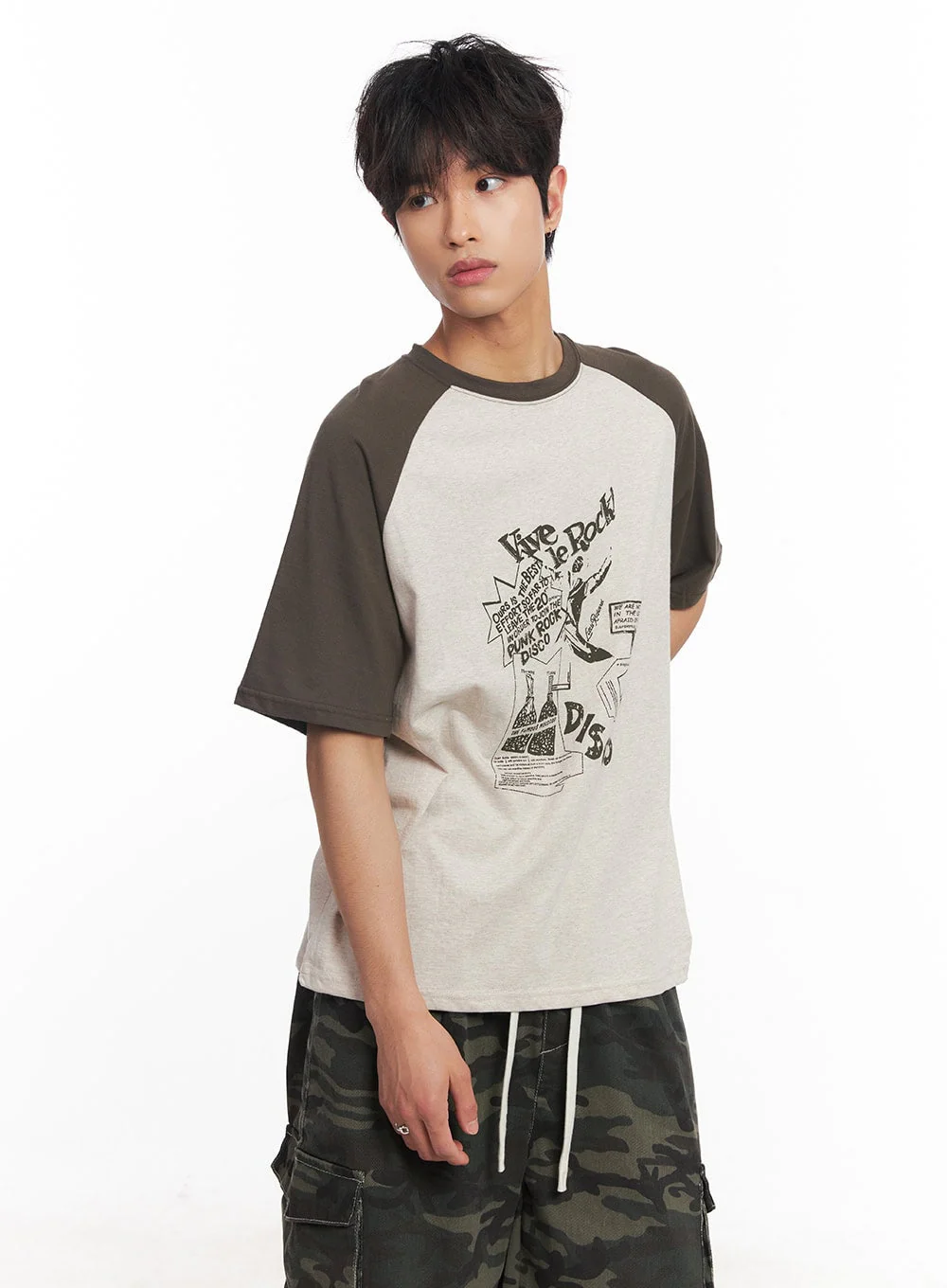 Men's Disco Graphic Raglan T-Shirt IY508 - Image 3