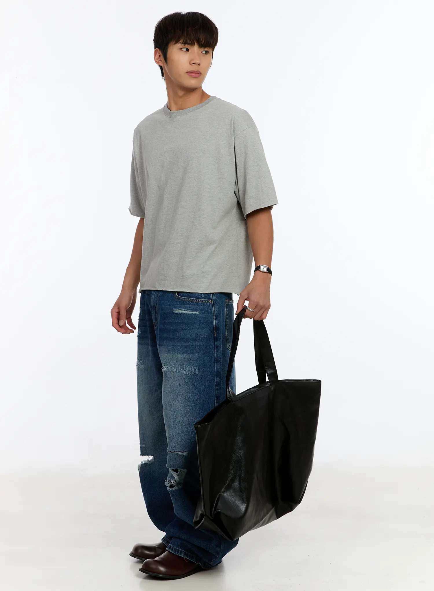Men's Distressed Wide Leg Jeans IM530 - Image 12