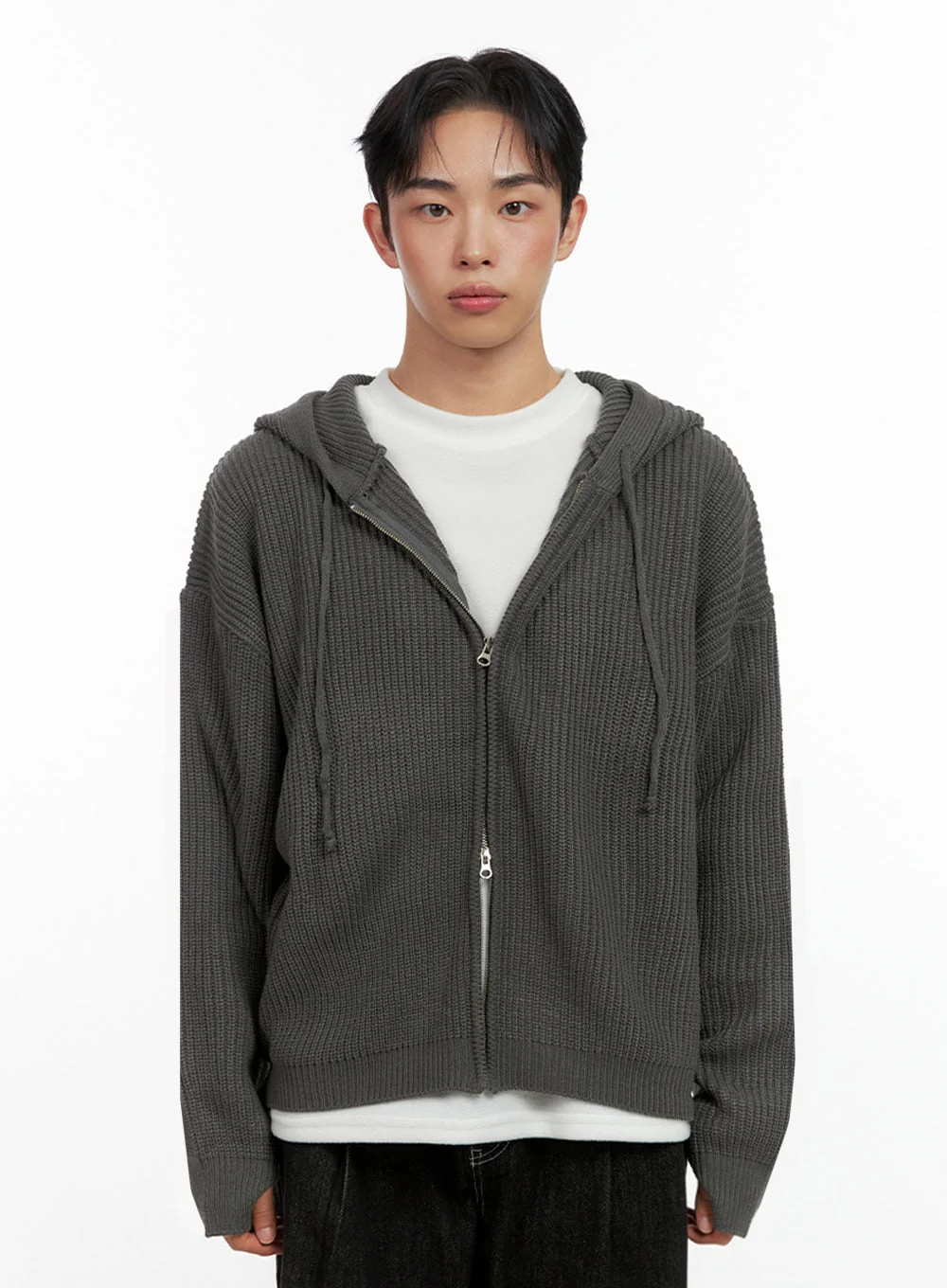 Men's Double-Zip Hooded Sweater IN426 - Image 9