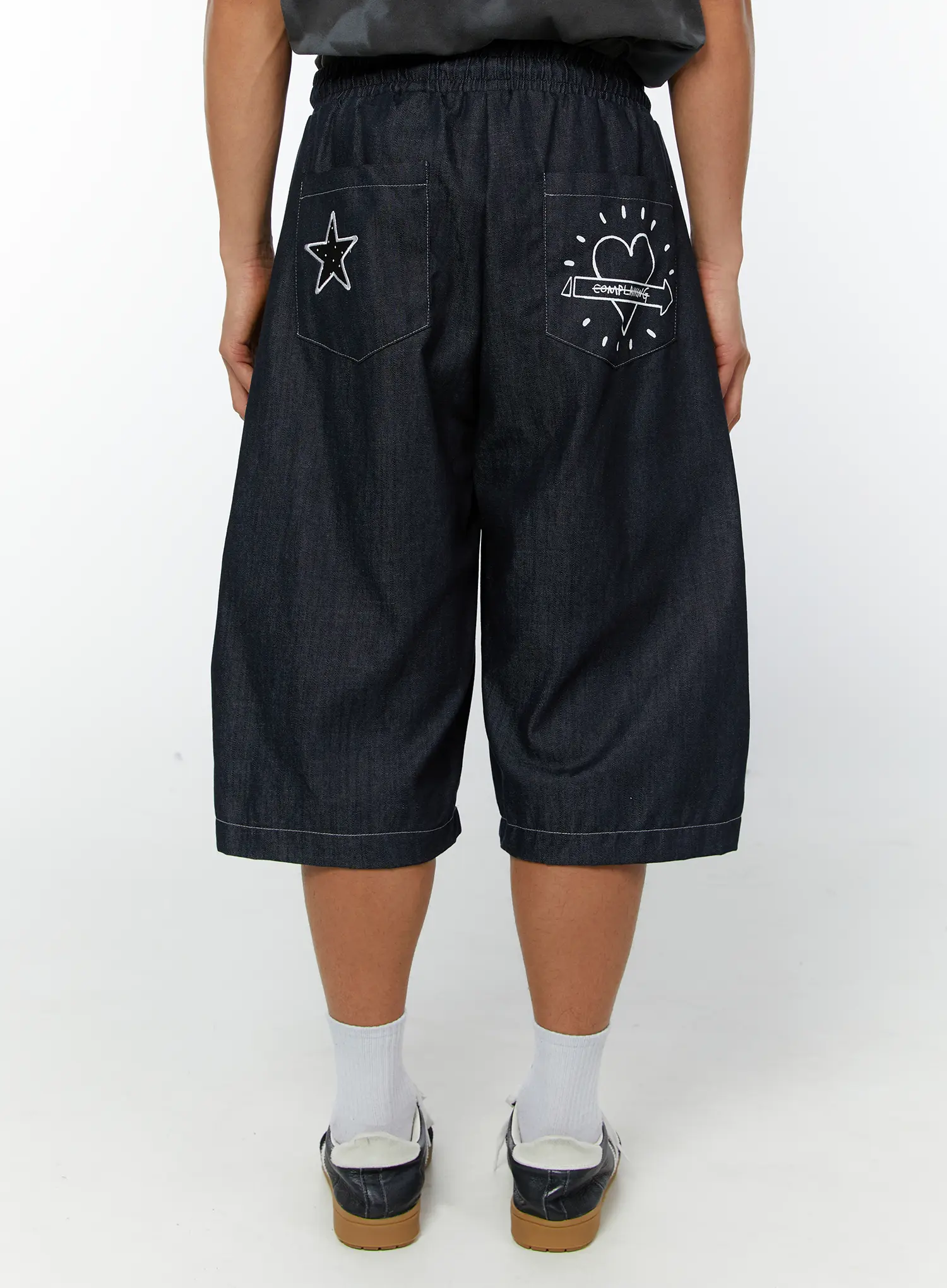 Men's Embroidered Bermuda Shorts (Dark Blue) IY513