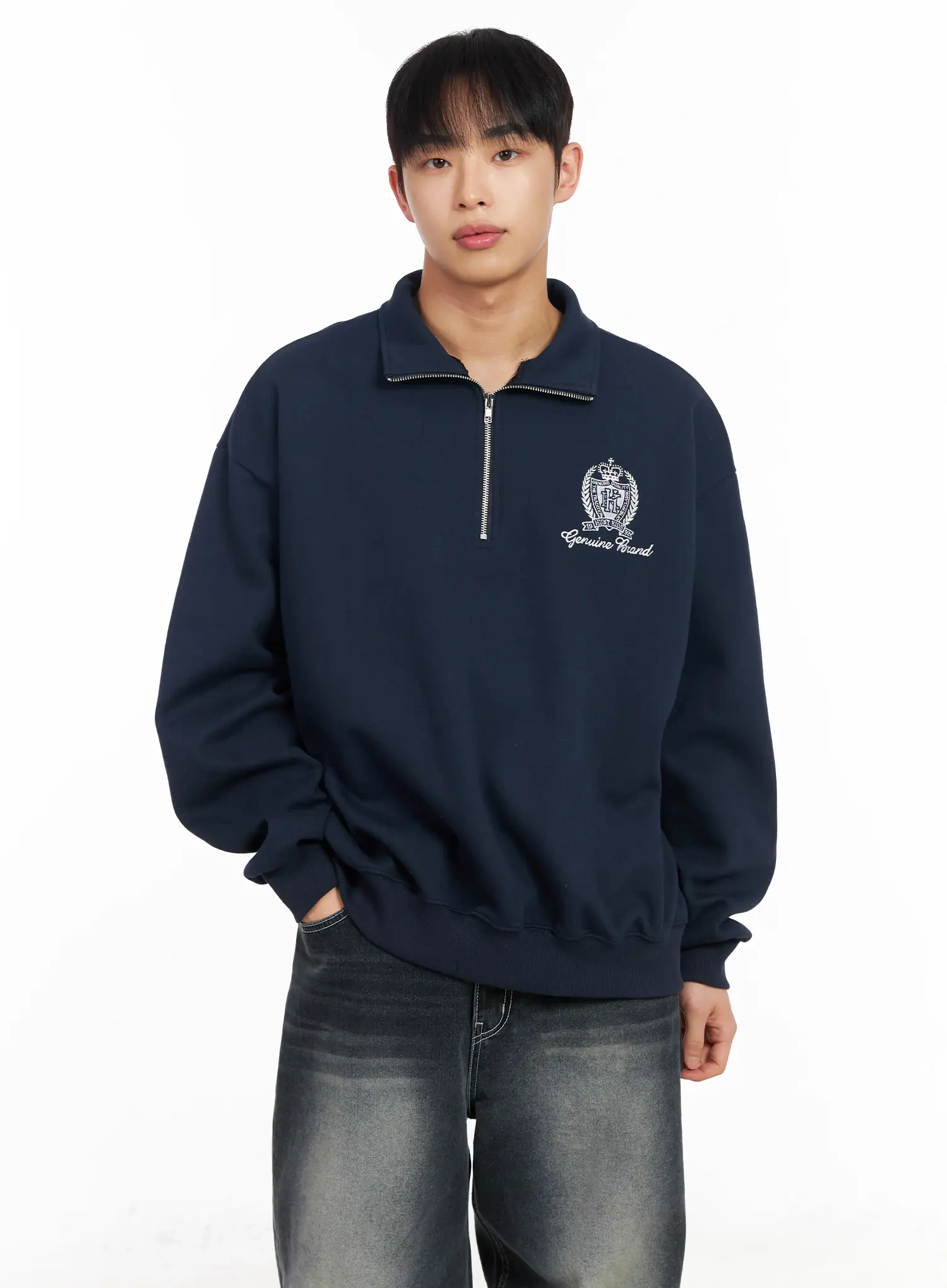 Men's Embroidered Half-Zip Sweatshirt IM511 - Image 6